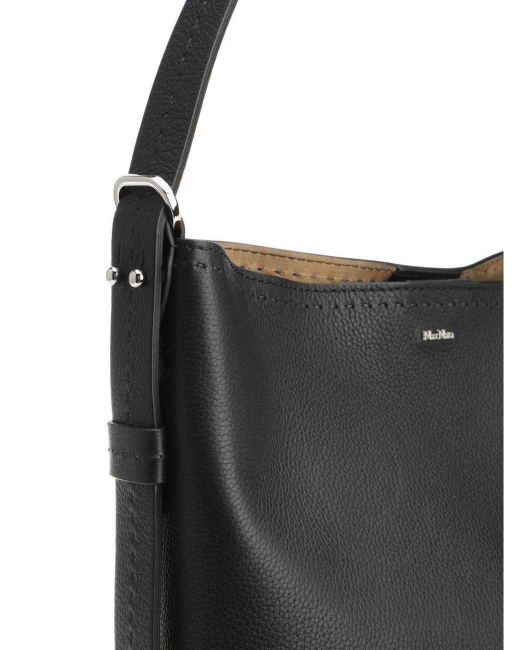 Max Mara Black マックスマーラ ロゴレタリング ショルダーバッグ