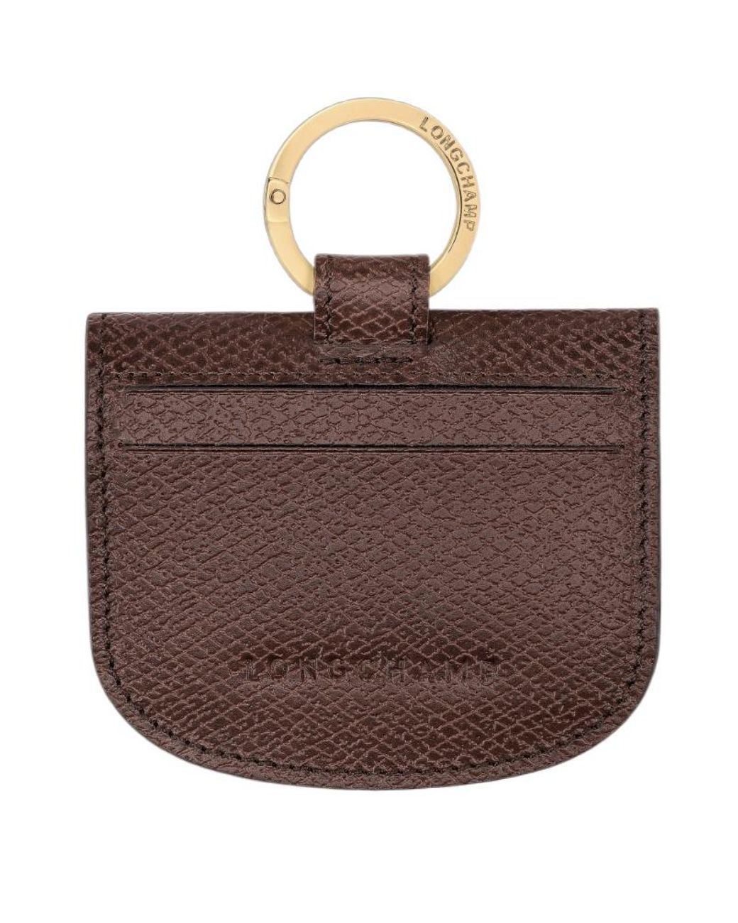 Longchamp Brown Smiley Ring Card Holder Wallet