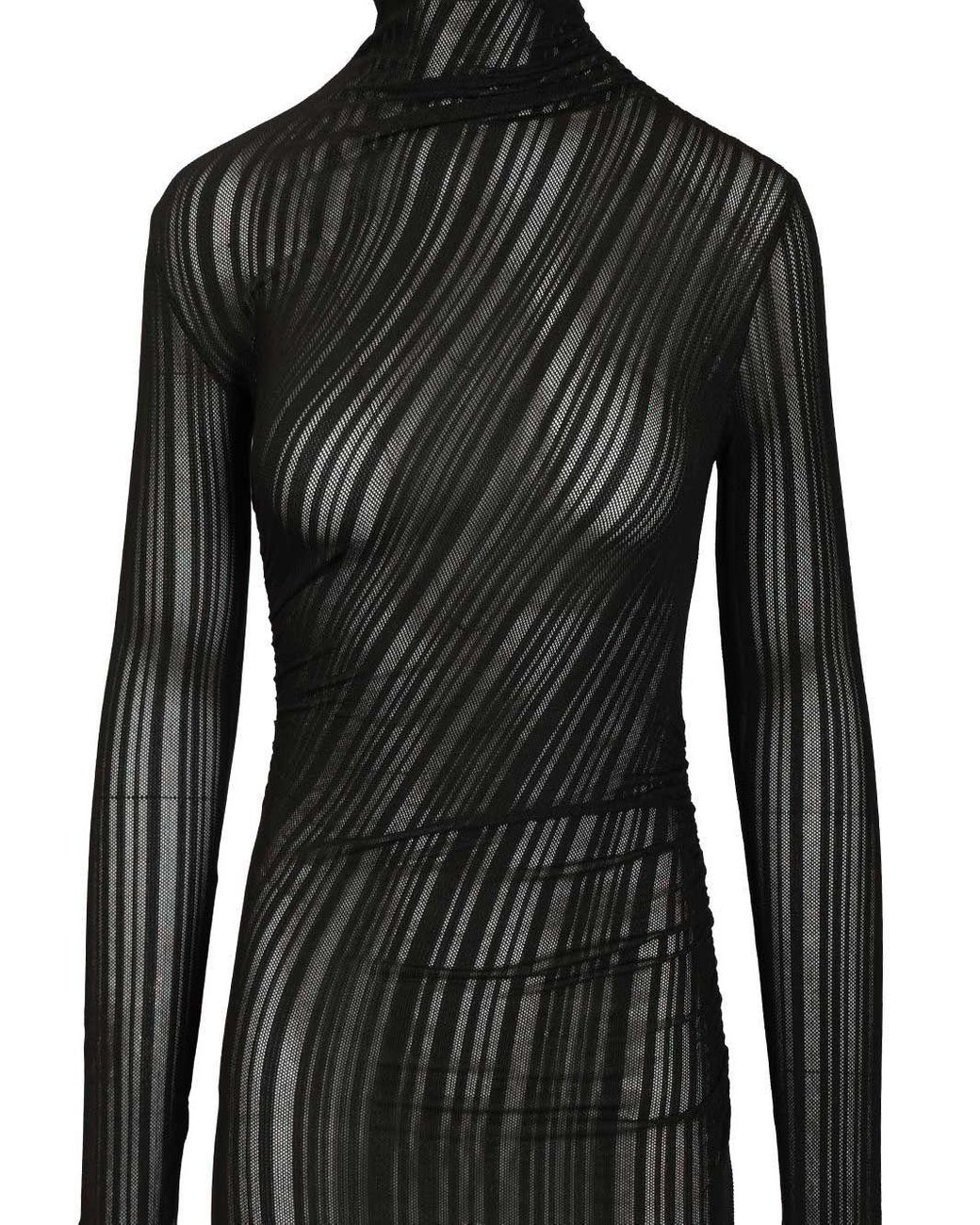 Amazuìn Black Olga Ribbed Long Dress