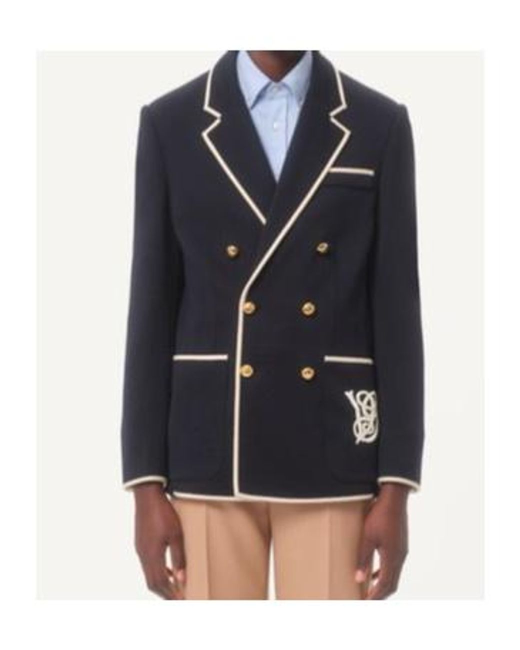 Valentino Blue Double-Breasted Wool Jacket With Vg Patch for men