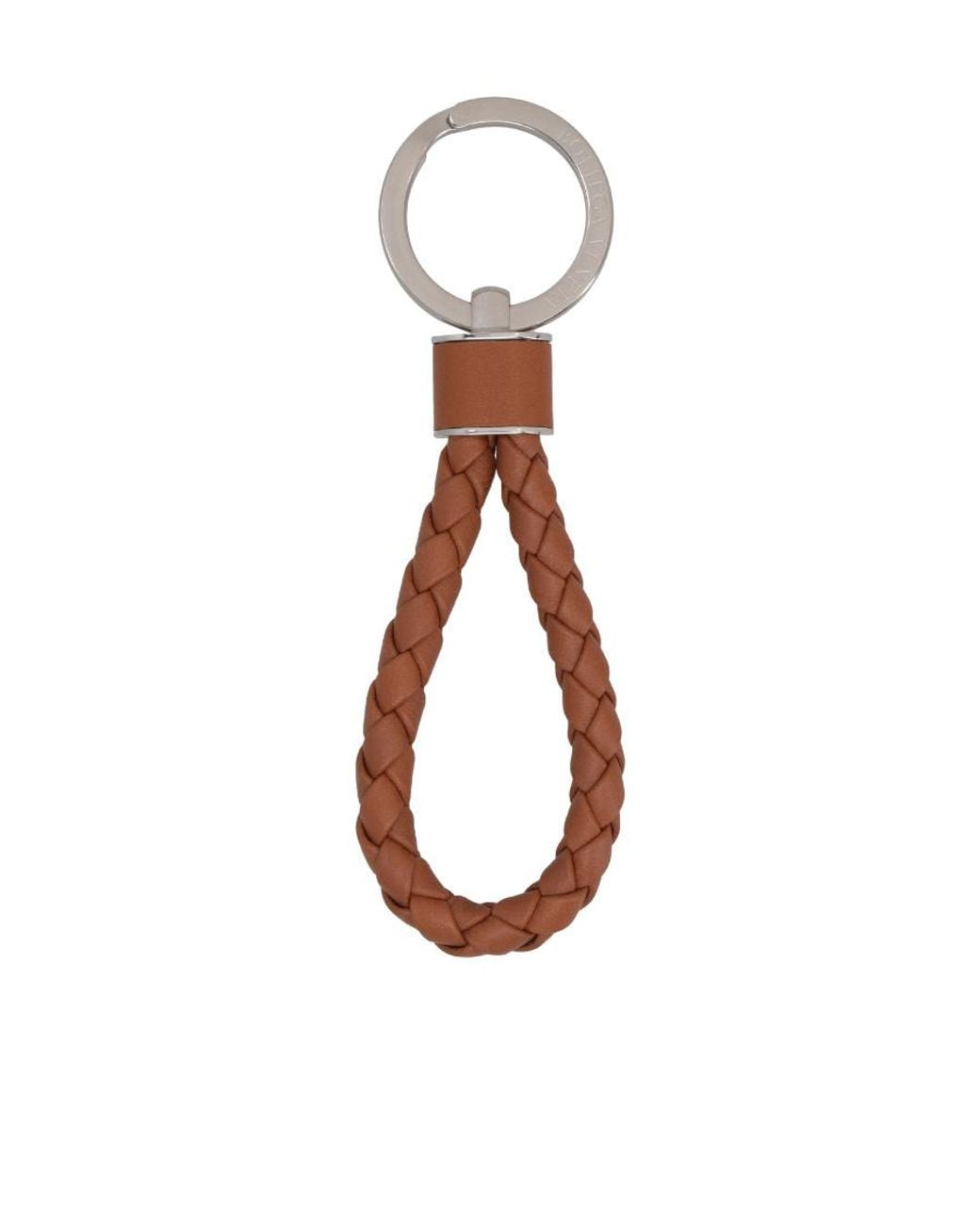 Bottega Veneta White Intreccio Key Ring for men