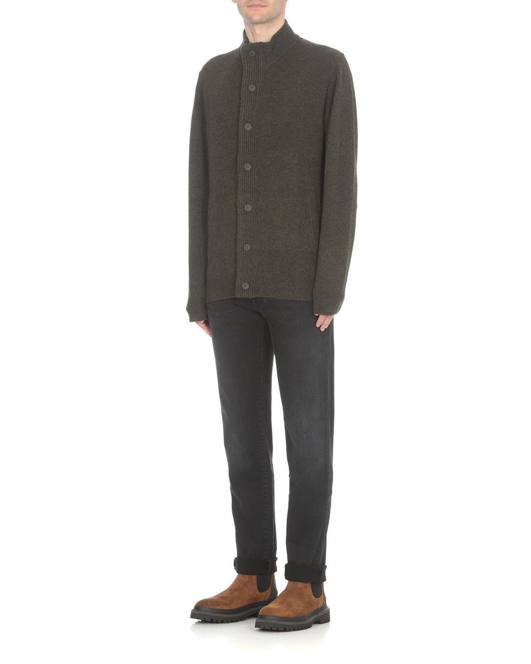 Barbour Blue High-Neck Button-Up Cardigan for men