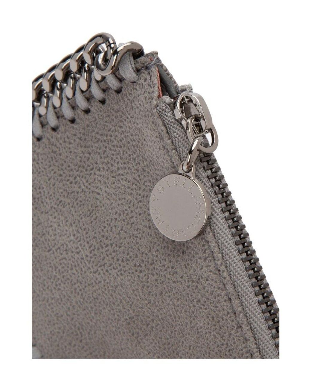 Stella McCartney Gray Falabella Zipped Chained Card Holder