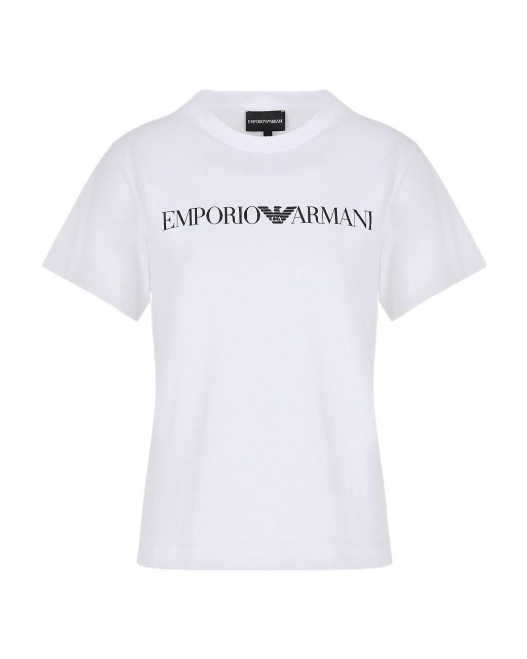 Emporio Armani White Logo Printed Crewneck T-Shirt