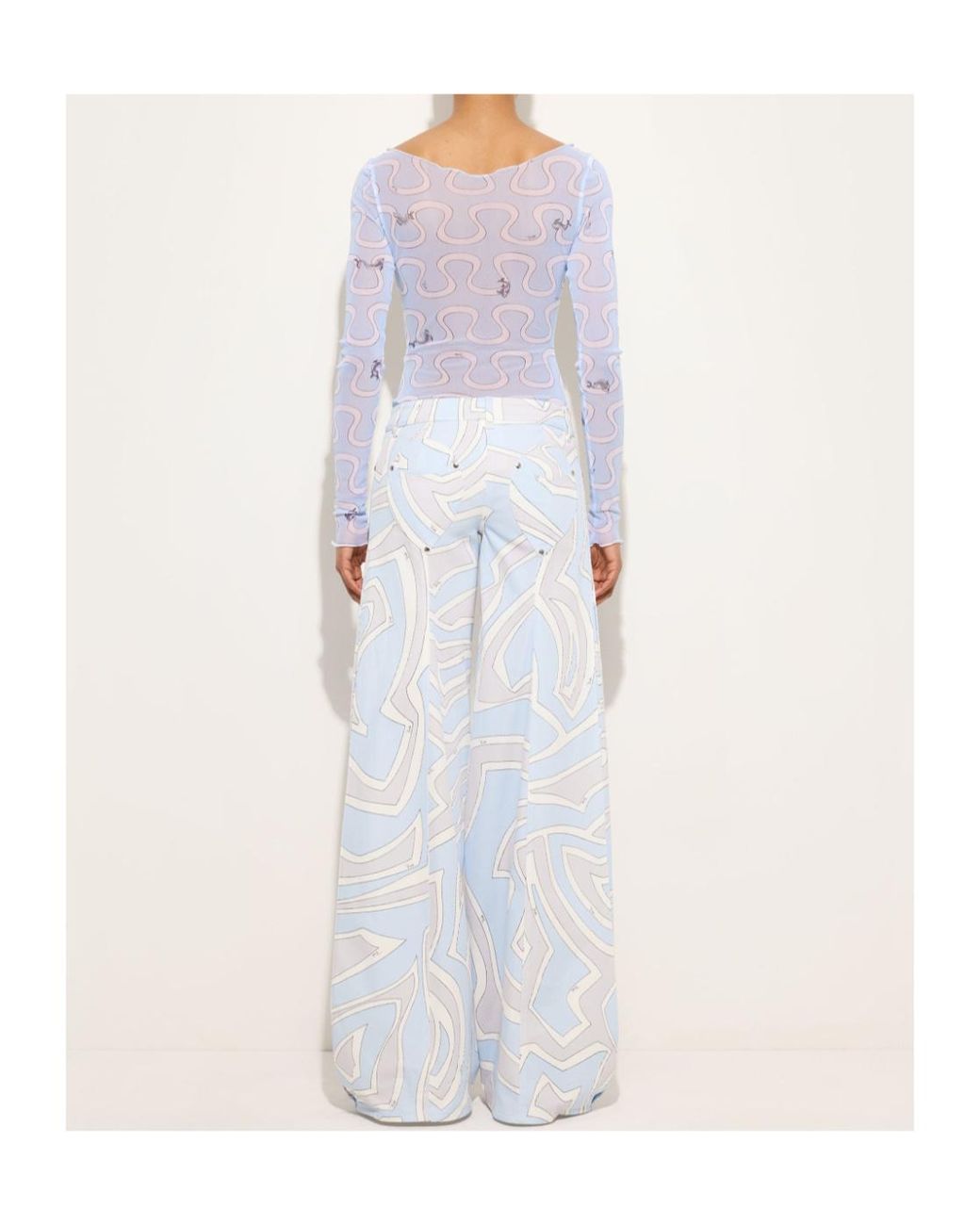 Emilio Pucci Blue Pucci Printed Long Sleeve Top