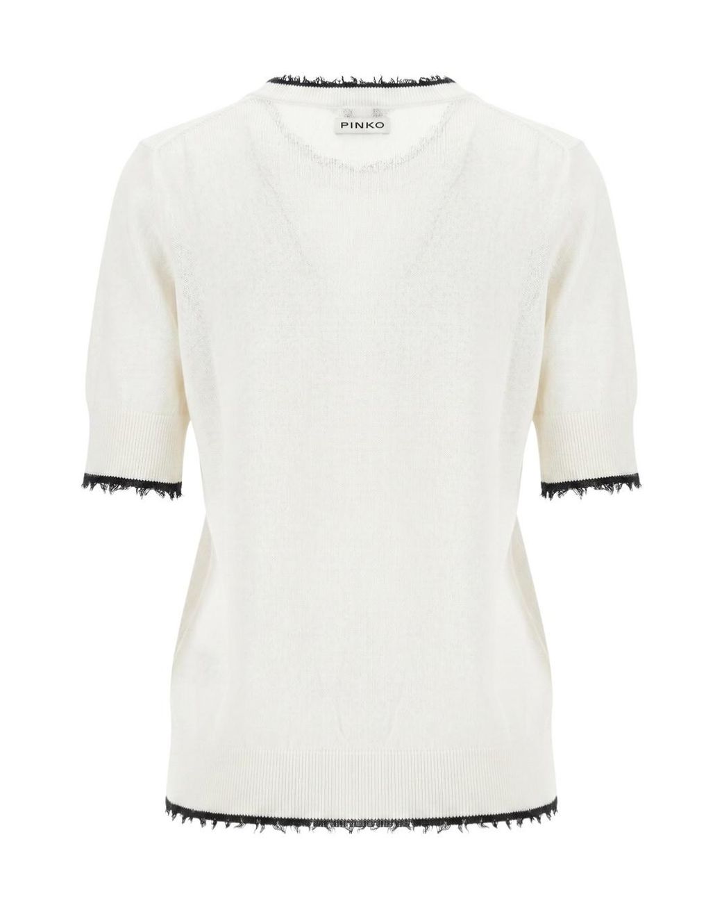 Pinko White Frayed Edges Short-Sleeved T-Shirt