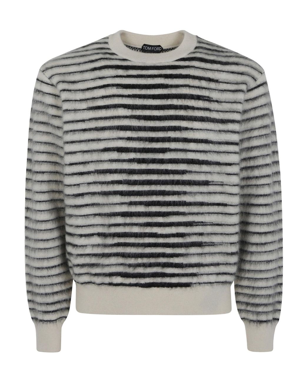 Tom Ford Gray Brushed Stripe Mohair Ls Crew Neck for men