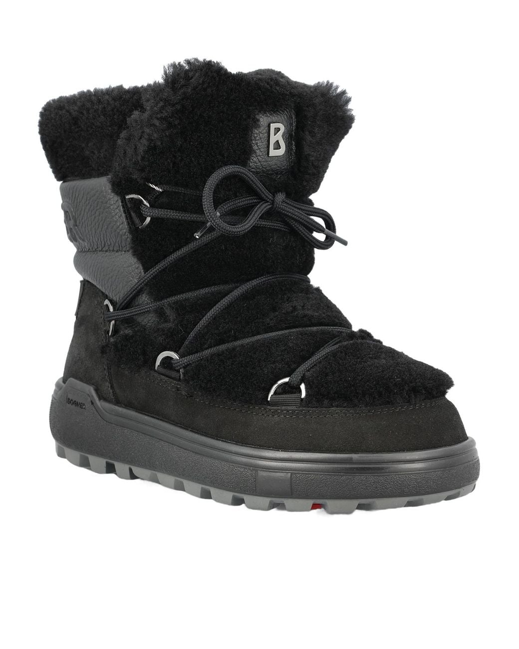 Bogner Black Quilted Lace-Up Boots
