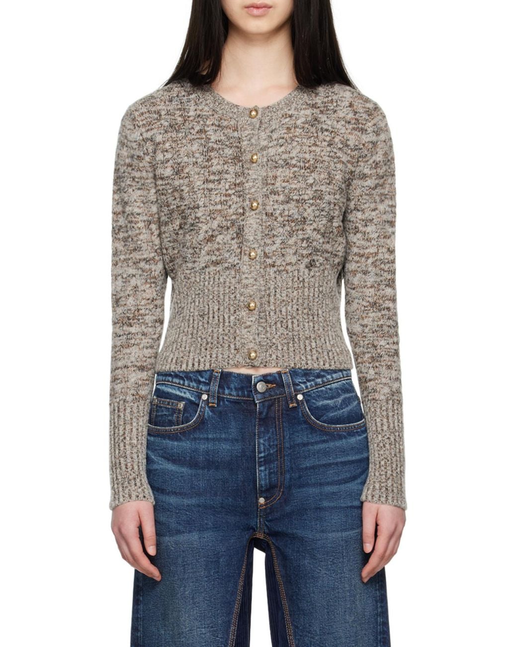 Stella McCartney Brown Crew-Neck Cardigan