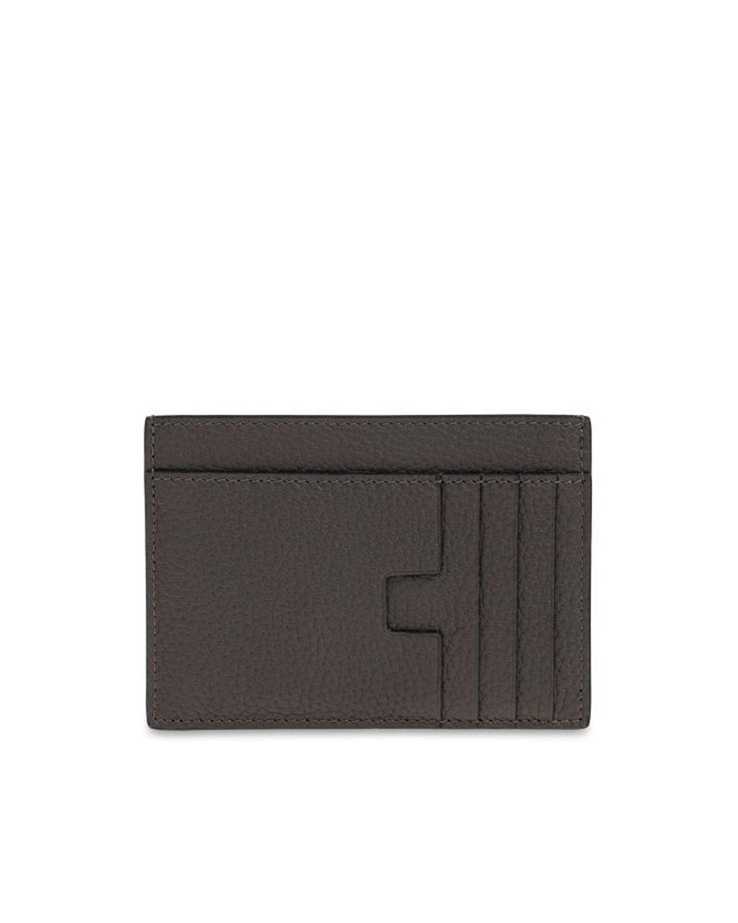 Tom Ford Gray T-Line Grained Leather Cardholder for men