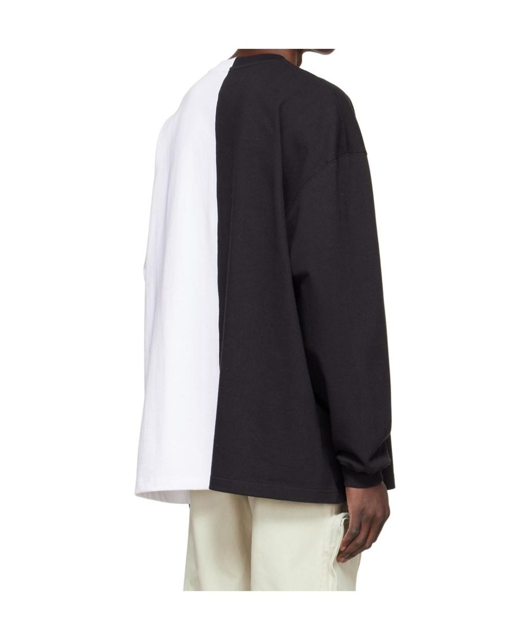 we11done Blue Crew Neck Color-Block Long-Sleeve T-Shirt for men
