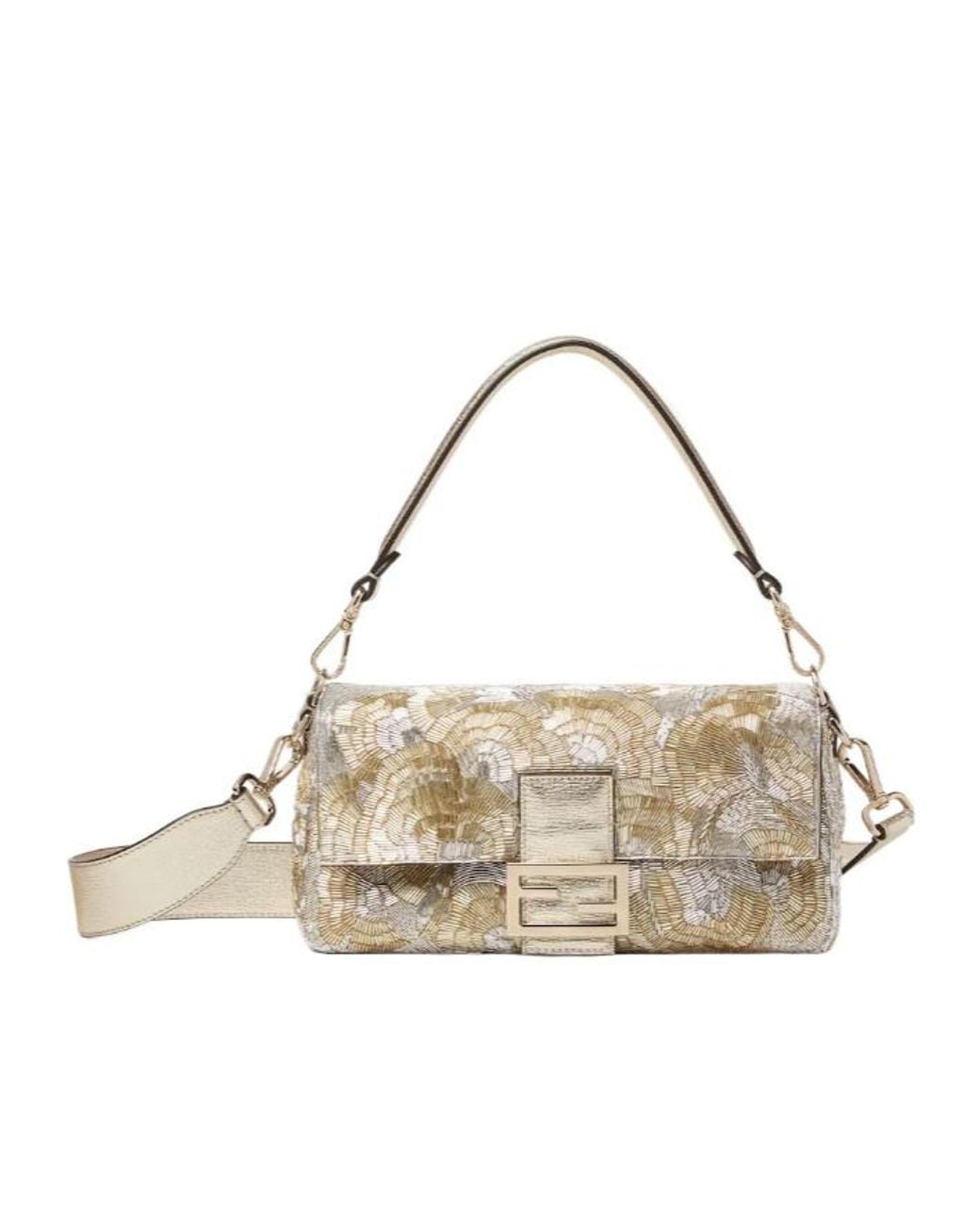 Fendi White Baguette And Embroidered Bag