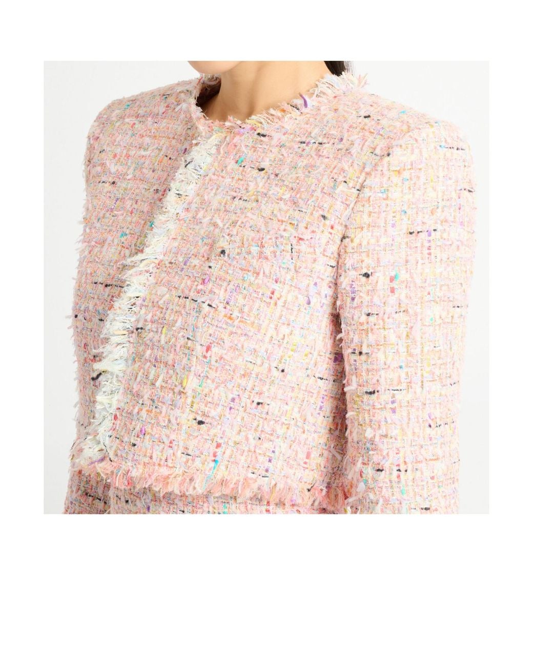 Balmain Pink Tweed Cropped Jacket
