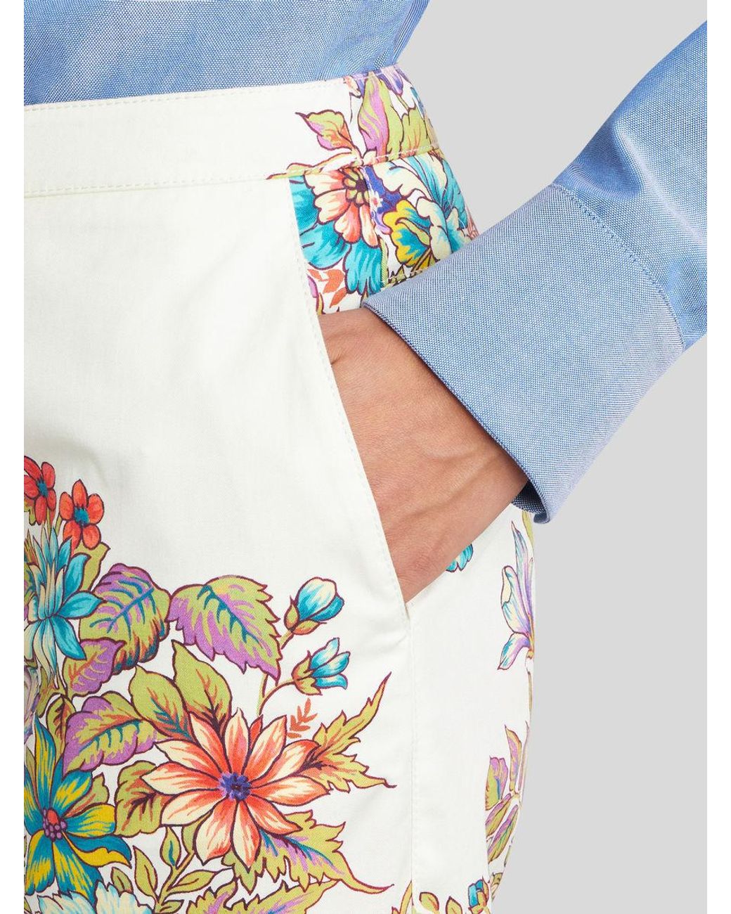 Etro White Floral-Printed High Waist Flared Trousers