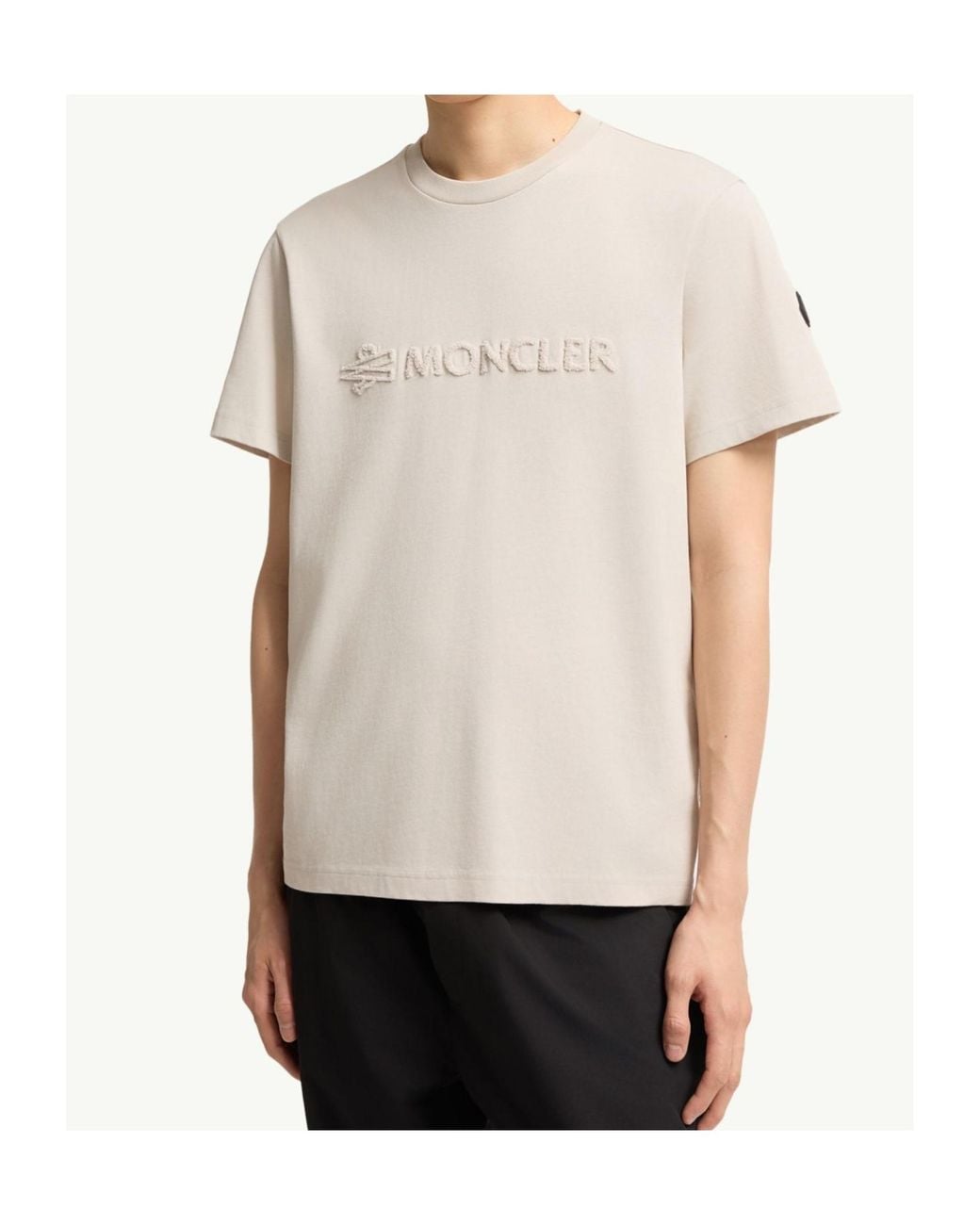 Moncler White Logo Patch Crewneck T-Shirt for men