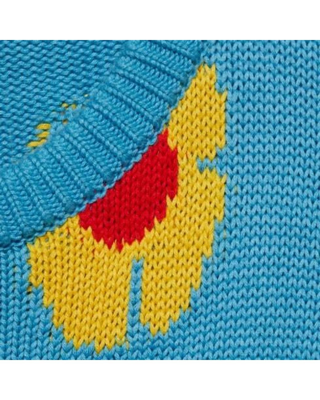 Gucci Blue Patterned-Jacquard Crew-Neck Jumper for men