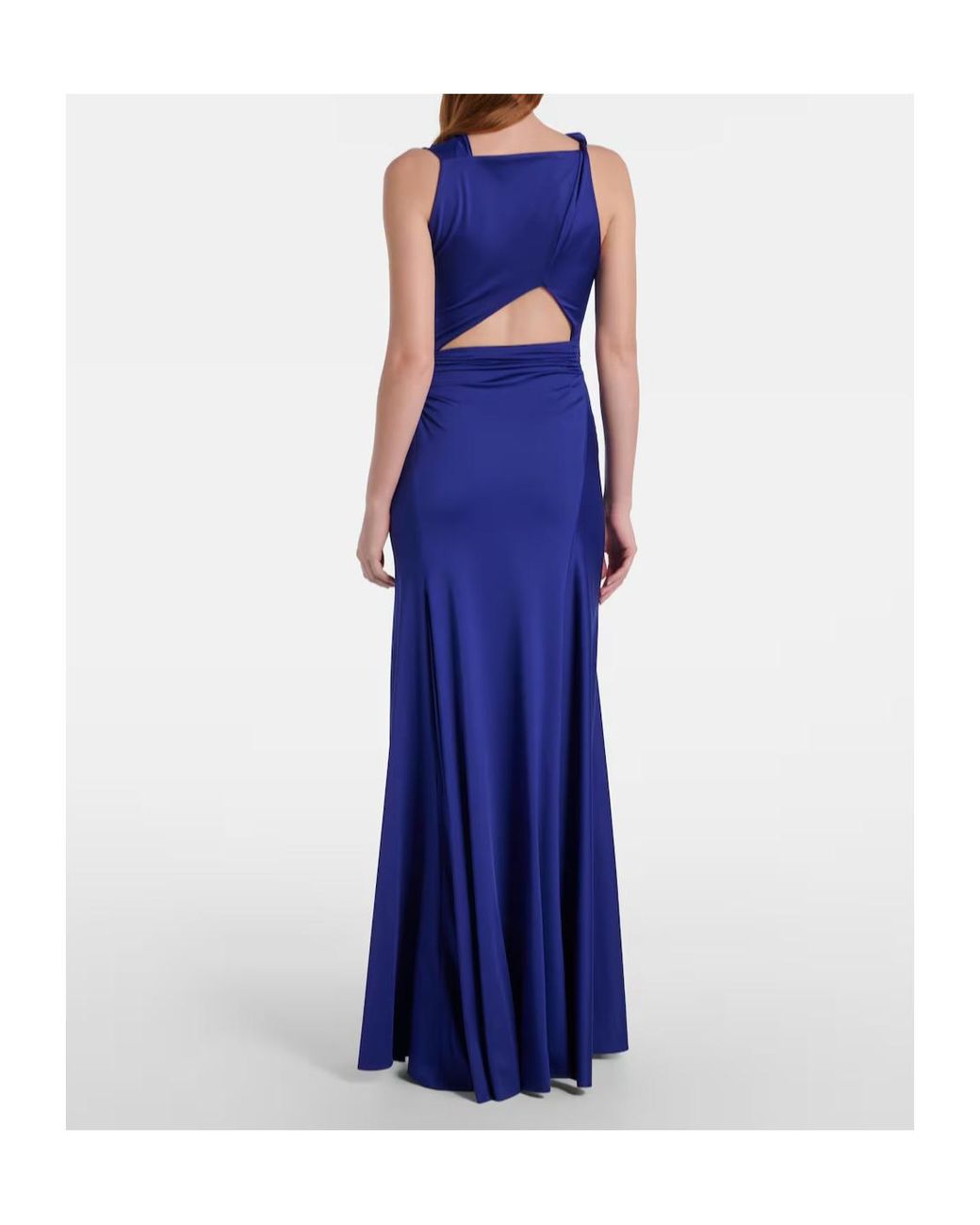 Victoria Beckham Blue Asymmetric Draped Gown