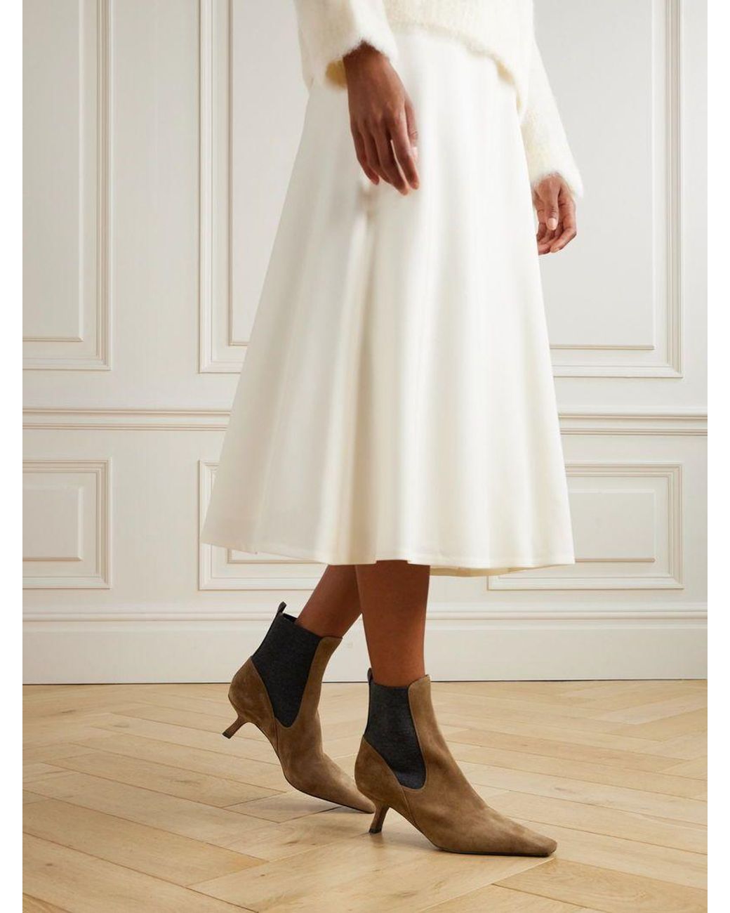 Brunello Cucinelli Brown Square-Toe Ankle Boots