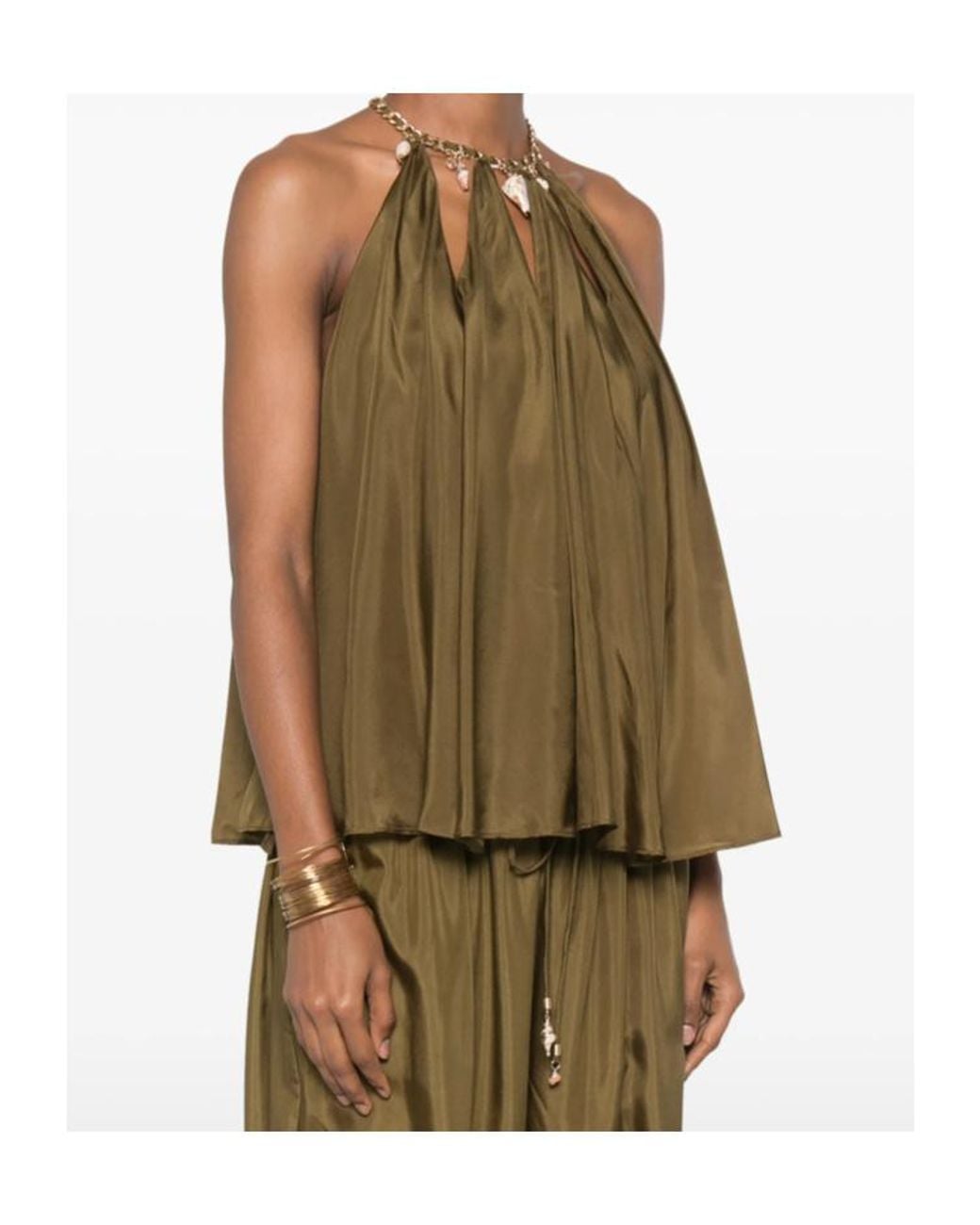 Zimmermann Green Mahon Embellished Halterneck Top