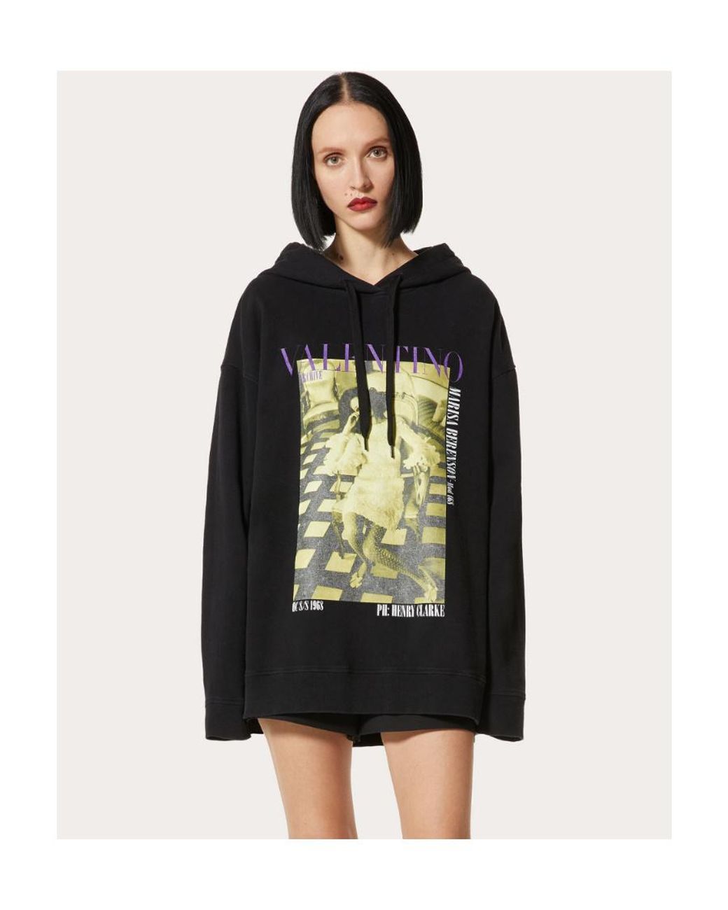 Valentino Black Pattern Printed Hooded Hoodie