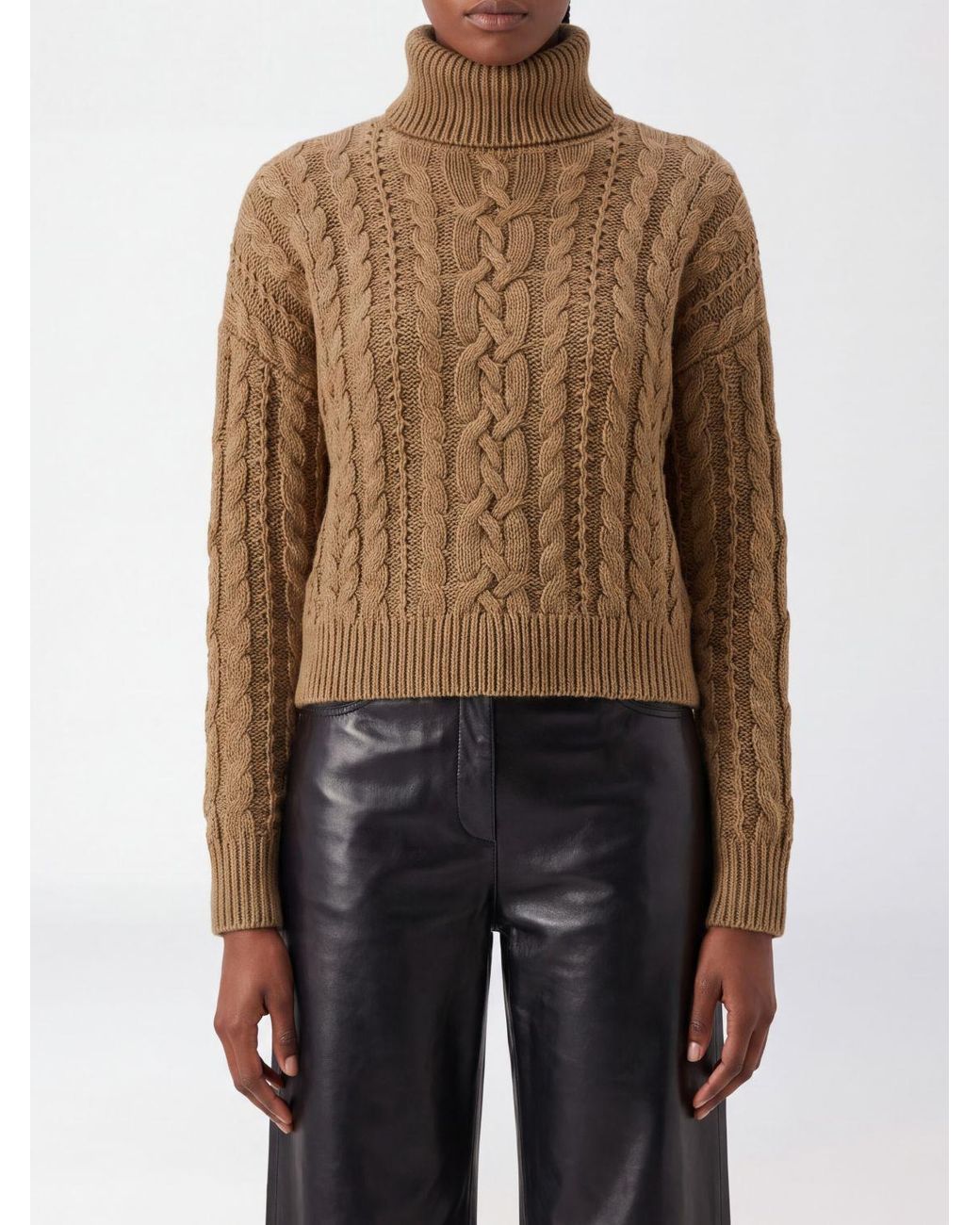 Ralph Lauren Brown Polo Cable Knit Turtleneck Sweater