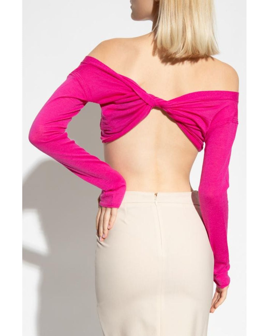 Jacquemus Pink V-Neck Butttoned Cropped Cardigan