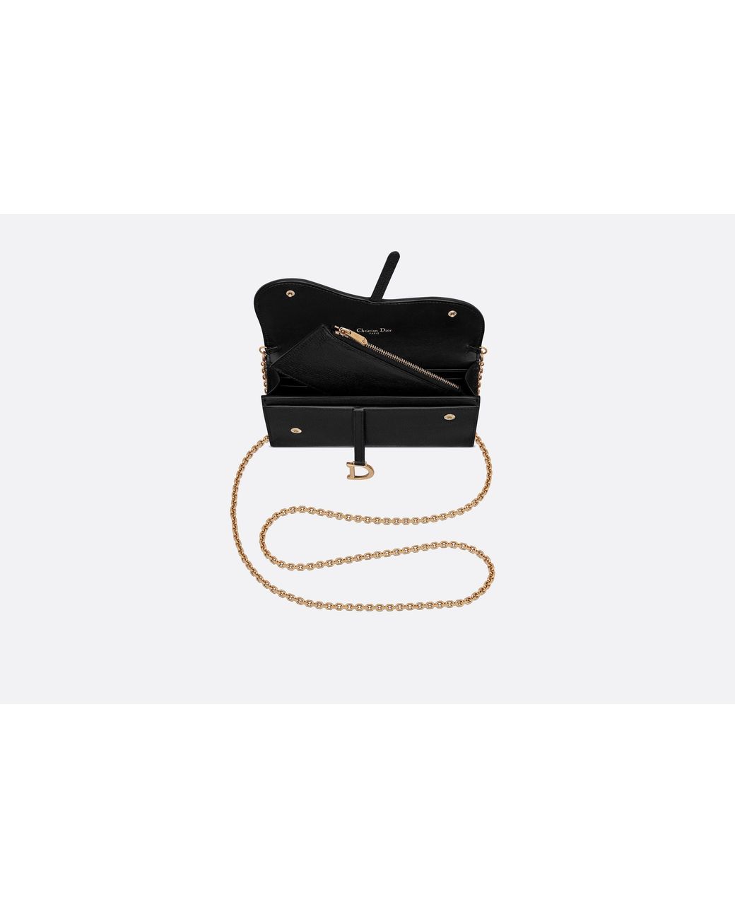Dior White Small Saddle Pouch With Chain