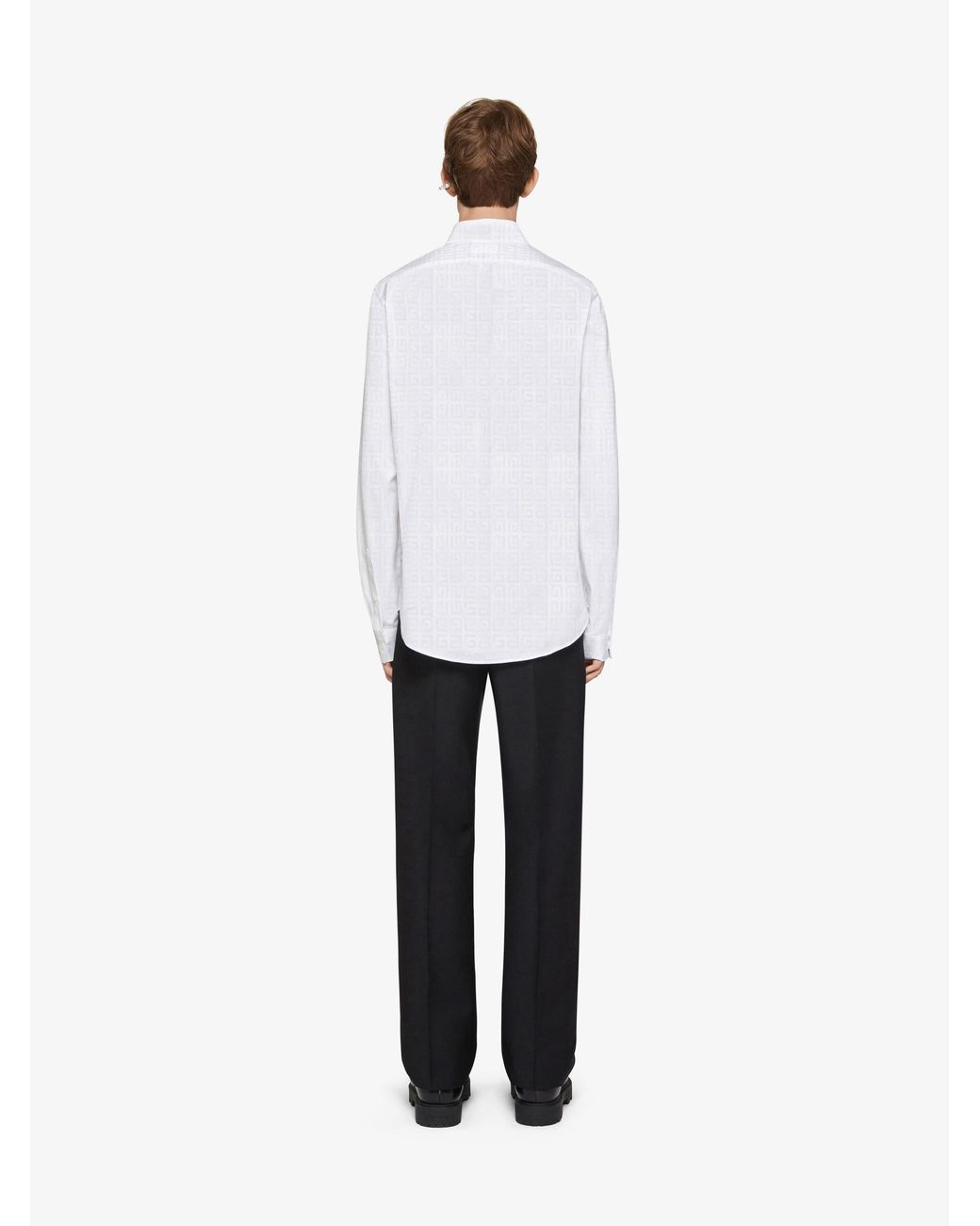 Givenchy White 4G Pattern Long-Sleeved Shirt for men