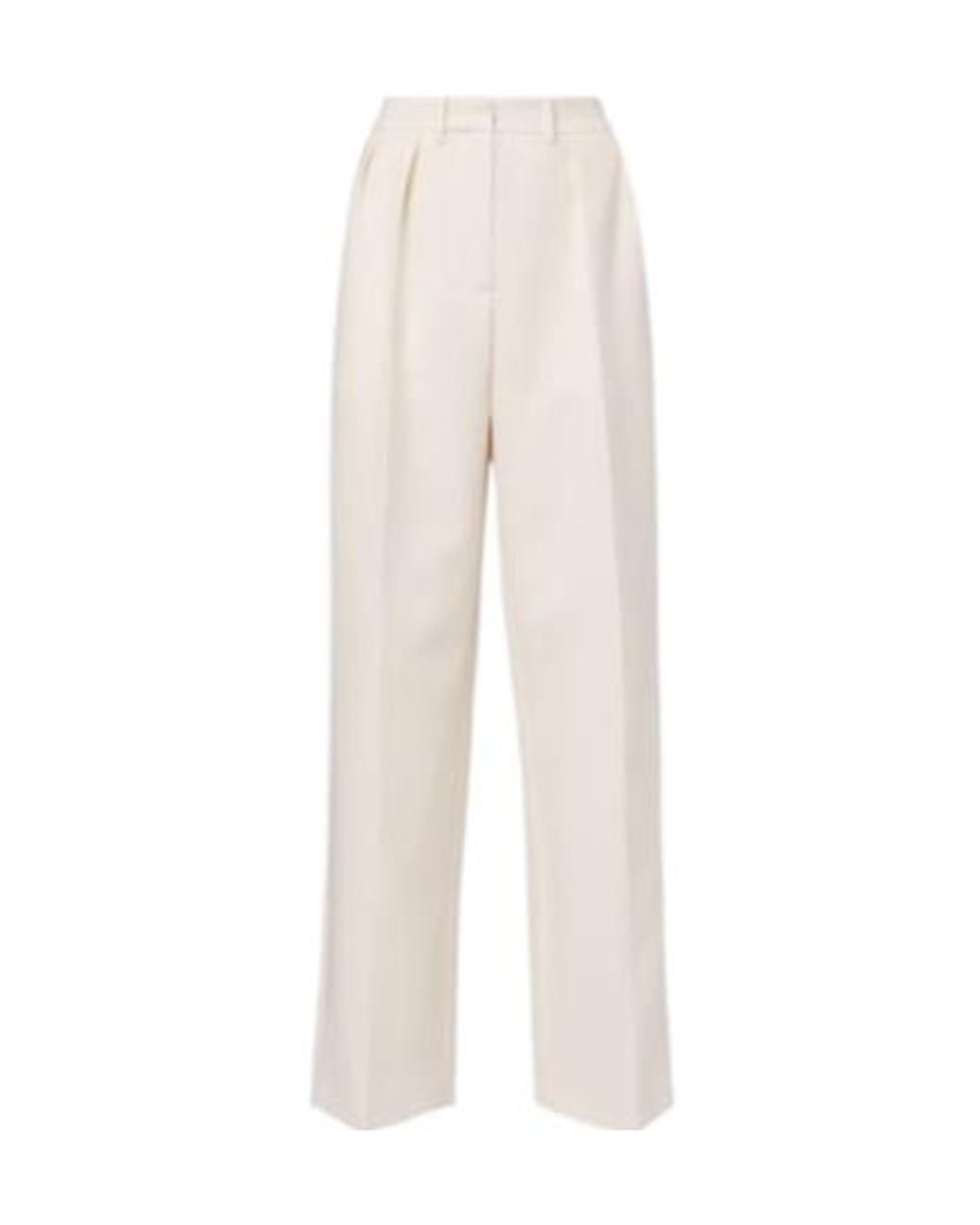 Magda Butrym White Silk Wool Wide-Leg Trousers