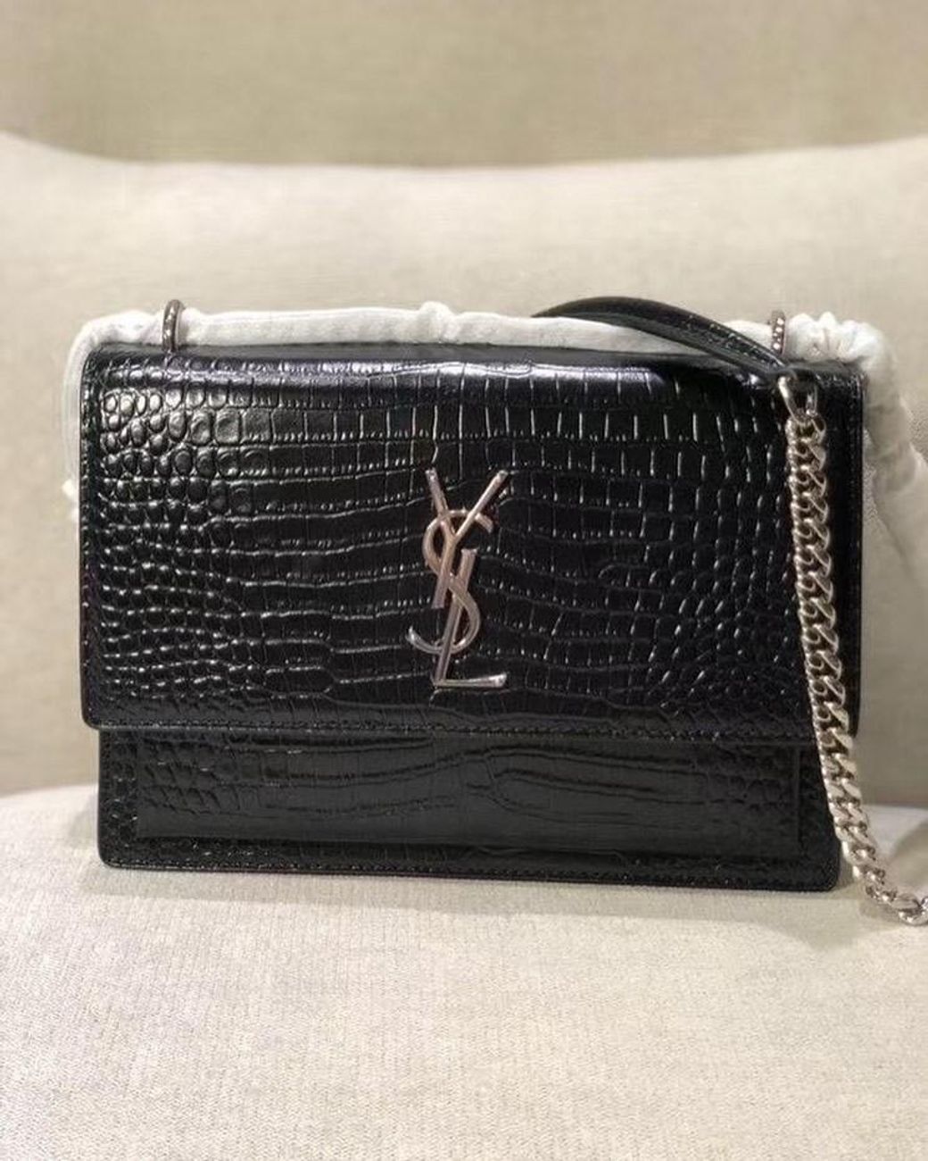 Saint Laurent Black Sunset Monogram Medium Shoulder Bag