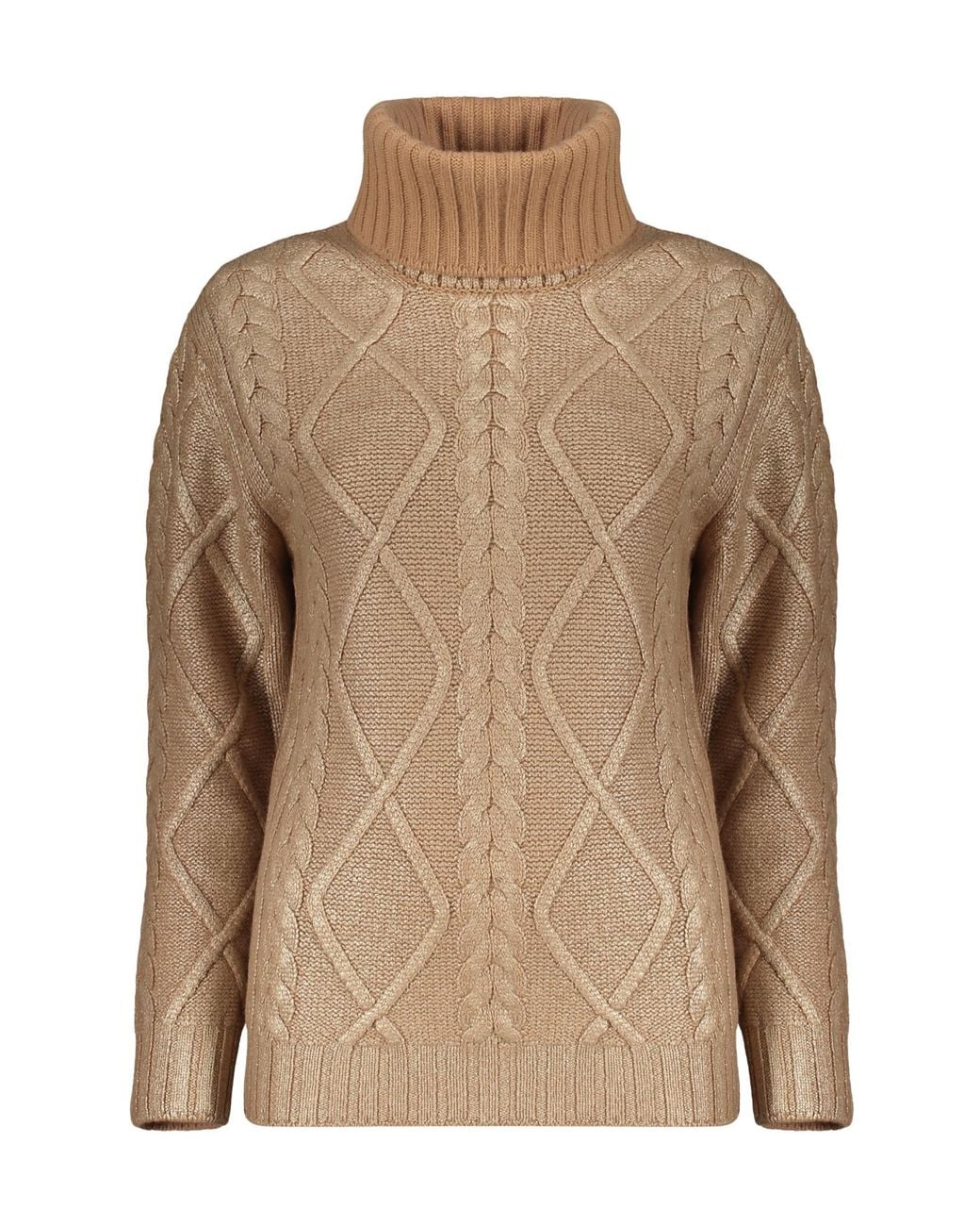 Herno Brown Cable-Knit Turtleneck Knitted Sweater