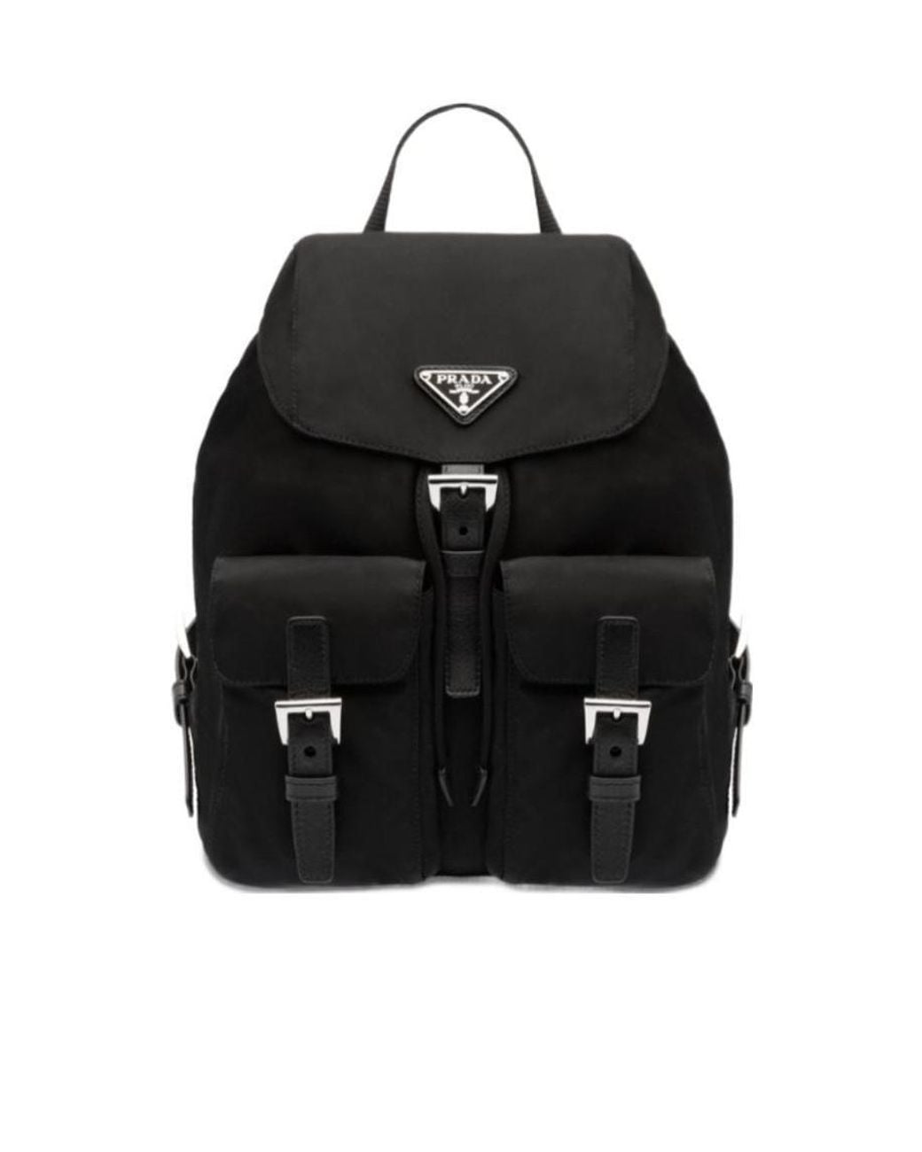 Prada Black Triangle Logo Plaque Backpack