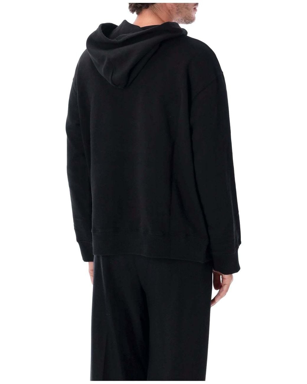MM6 by Maison Margiela Black Logo-Patch Drawstring Hoodie for men