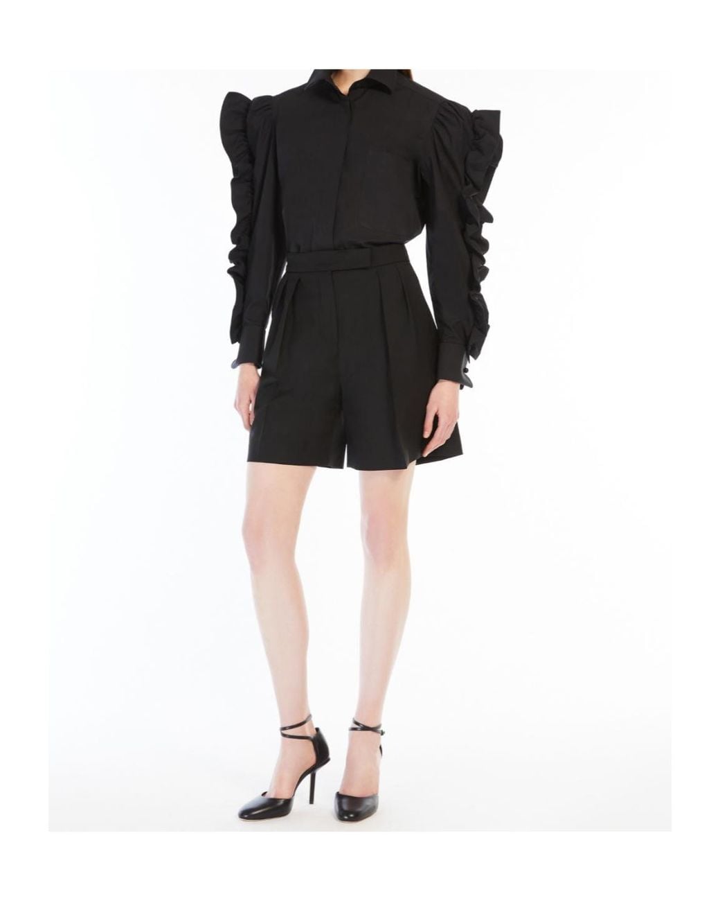 Max Mara Black Jessica Pleat Detailed Shorts