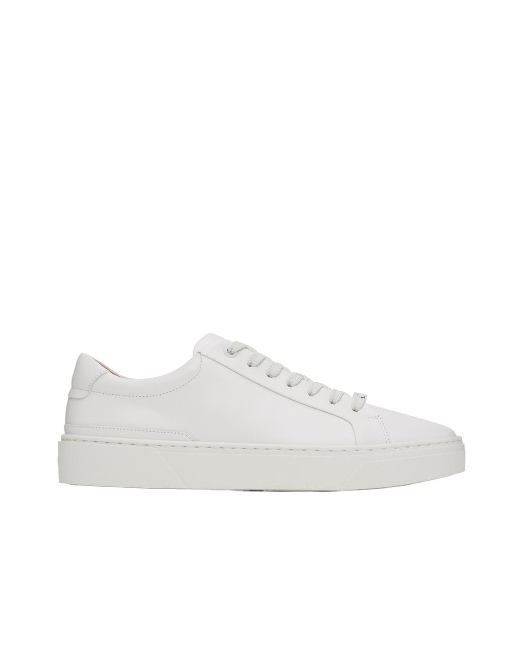 Boss White Lace-Up Low-Top Sneakers for men
