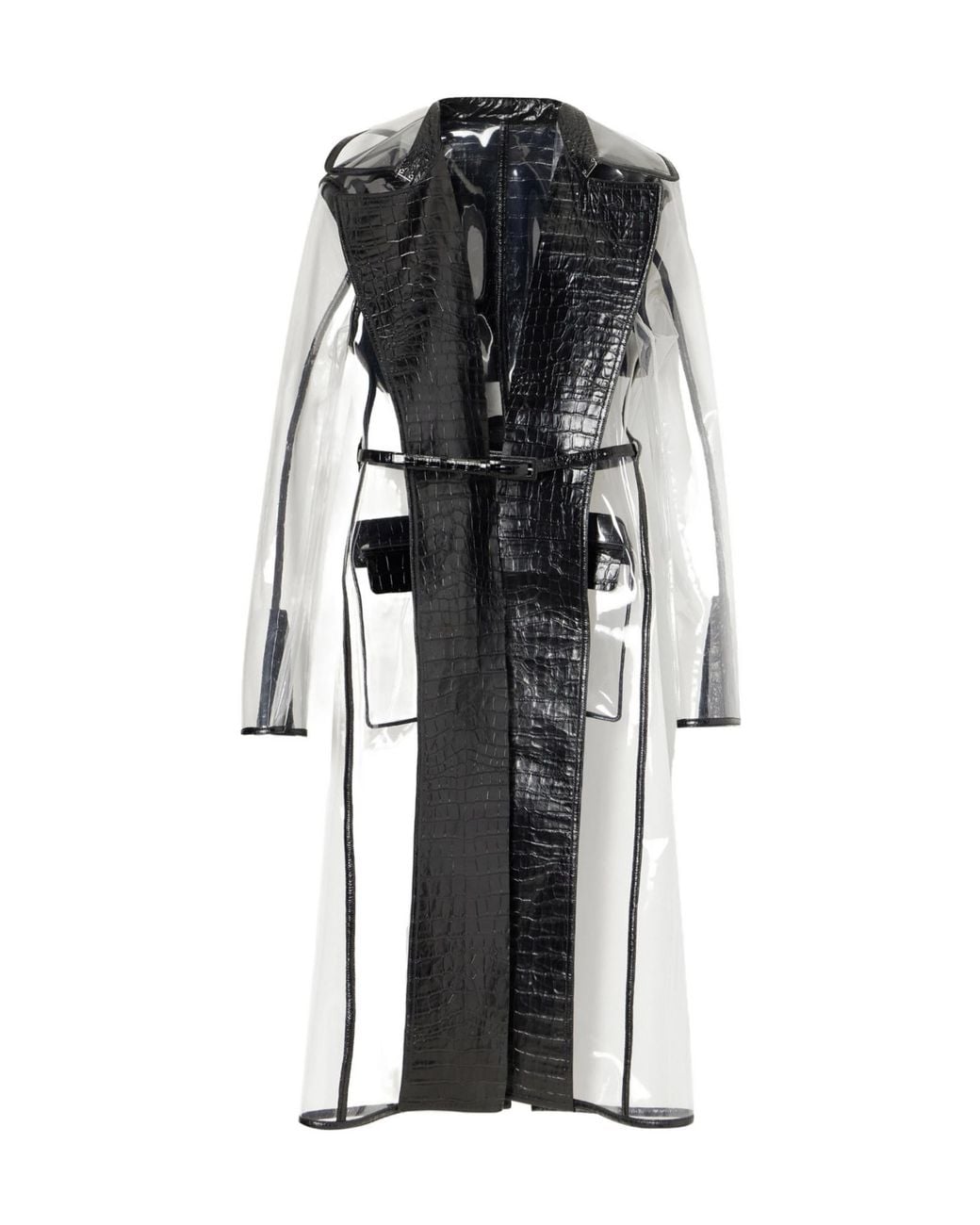 Tom Ford Black Croc-Effect Leather-Trimmed Tpu Coat