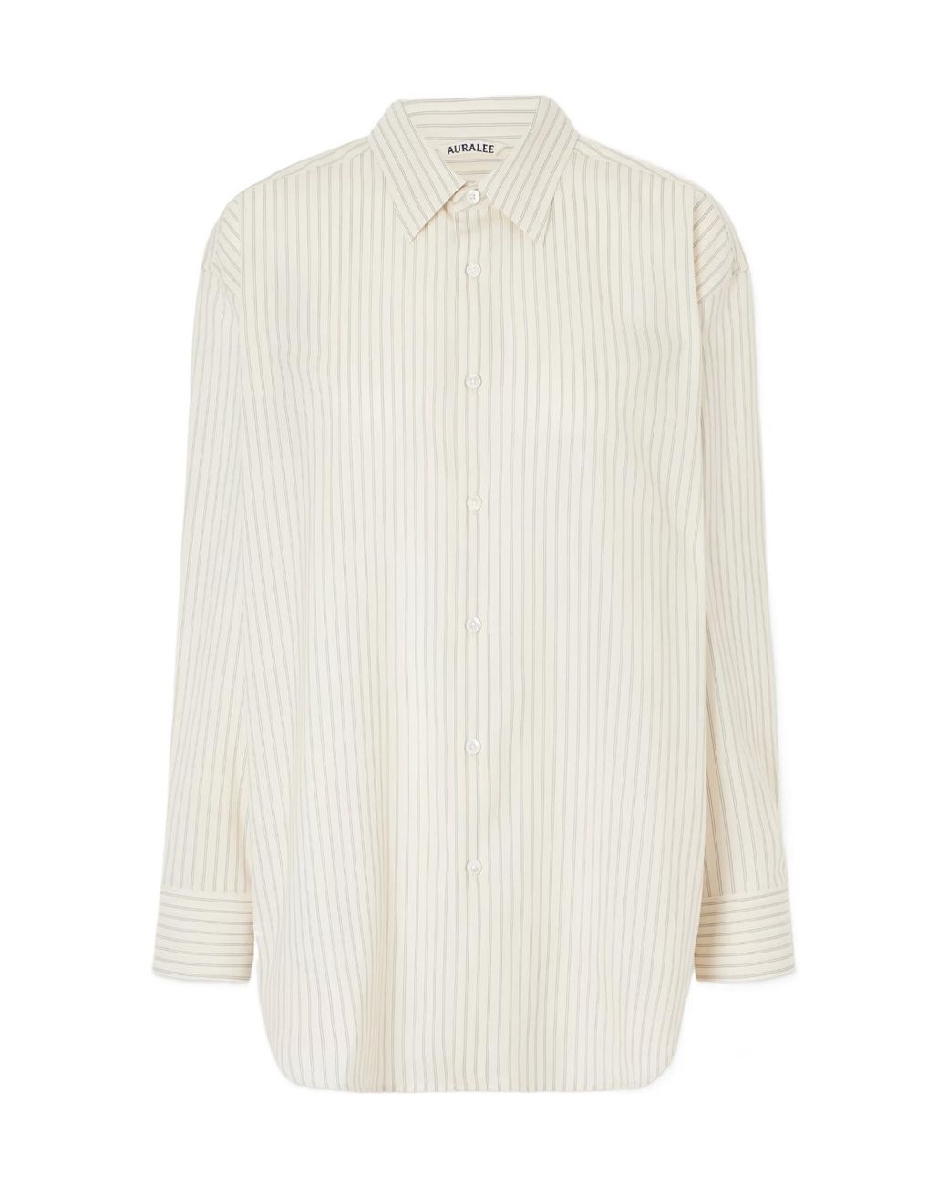Auralee White Striped Wool Shirt