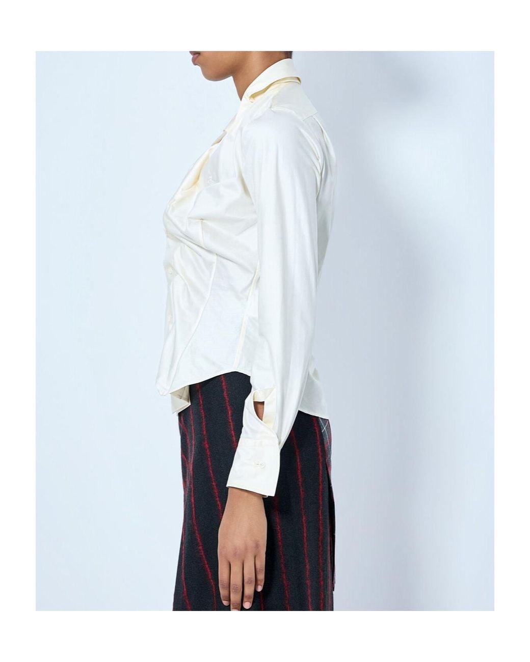 Vivienne Westwood White Drunken Draped Long Sleeved Shirt