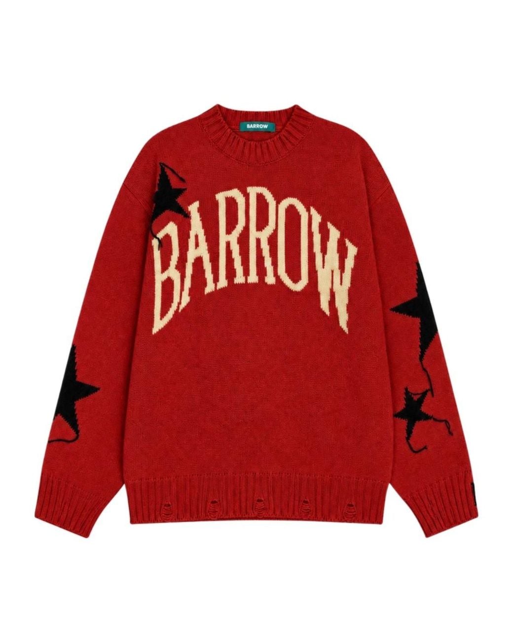 Barrow Red Star Intarsia Crewneck Knit Sweater for men