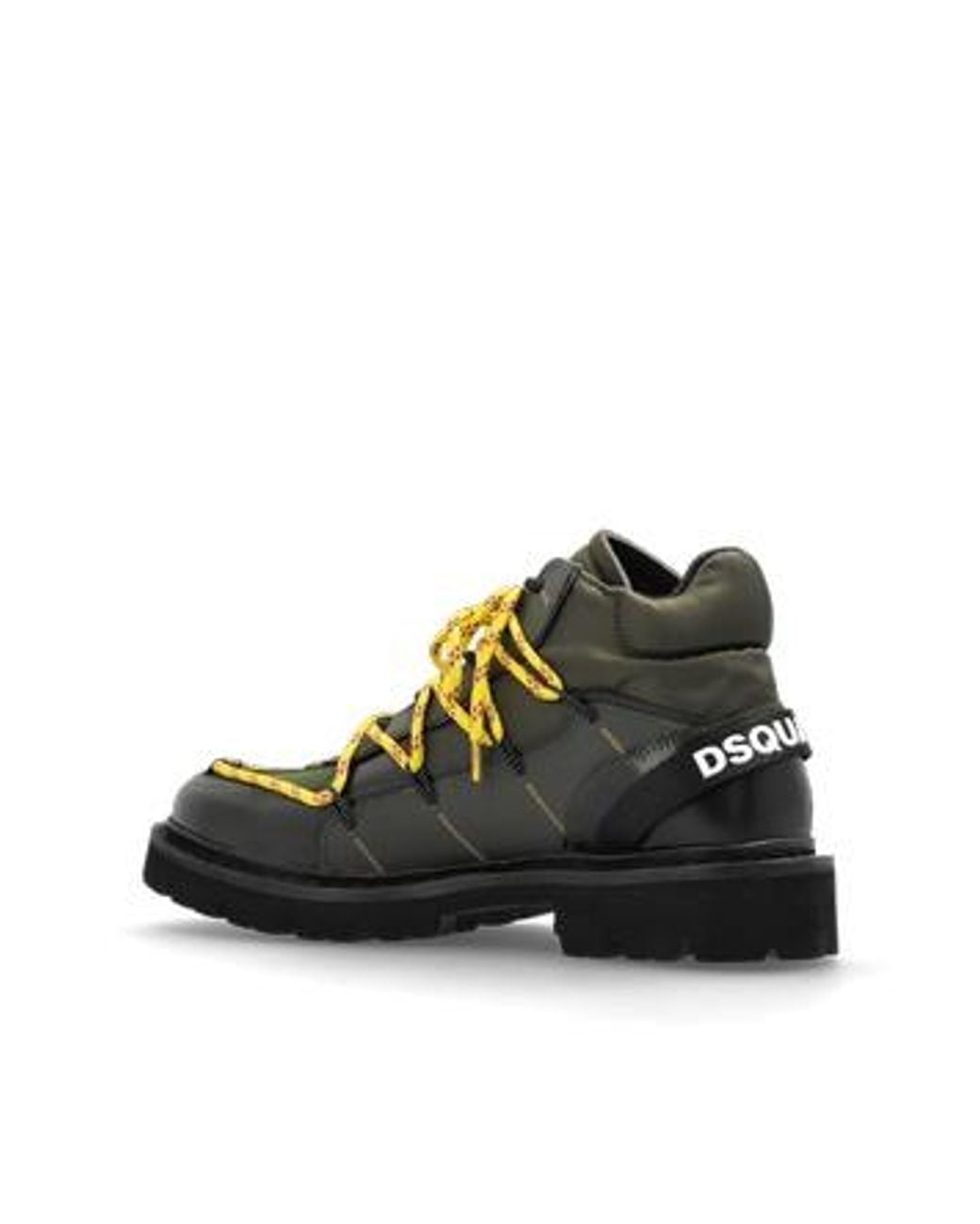 DSquared² Green Logo Lace-Up Ankle Boots for men