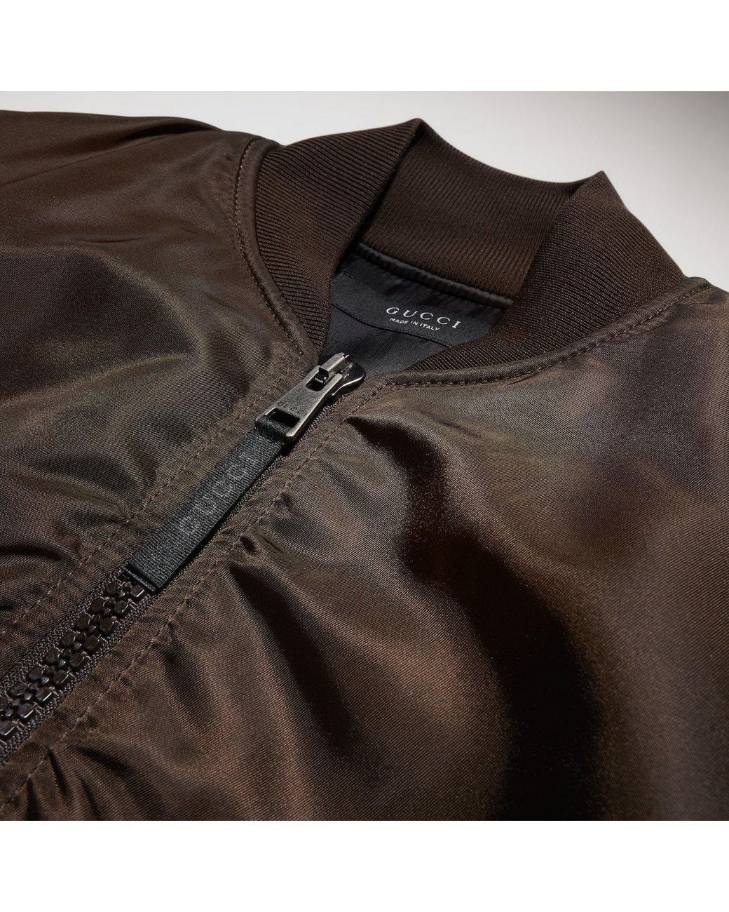 Gucci Brown Voluminous-Shoulder Stand-Collar Jacket for men