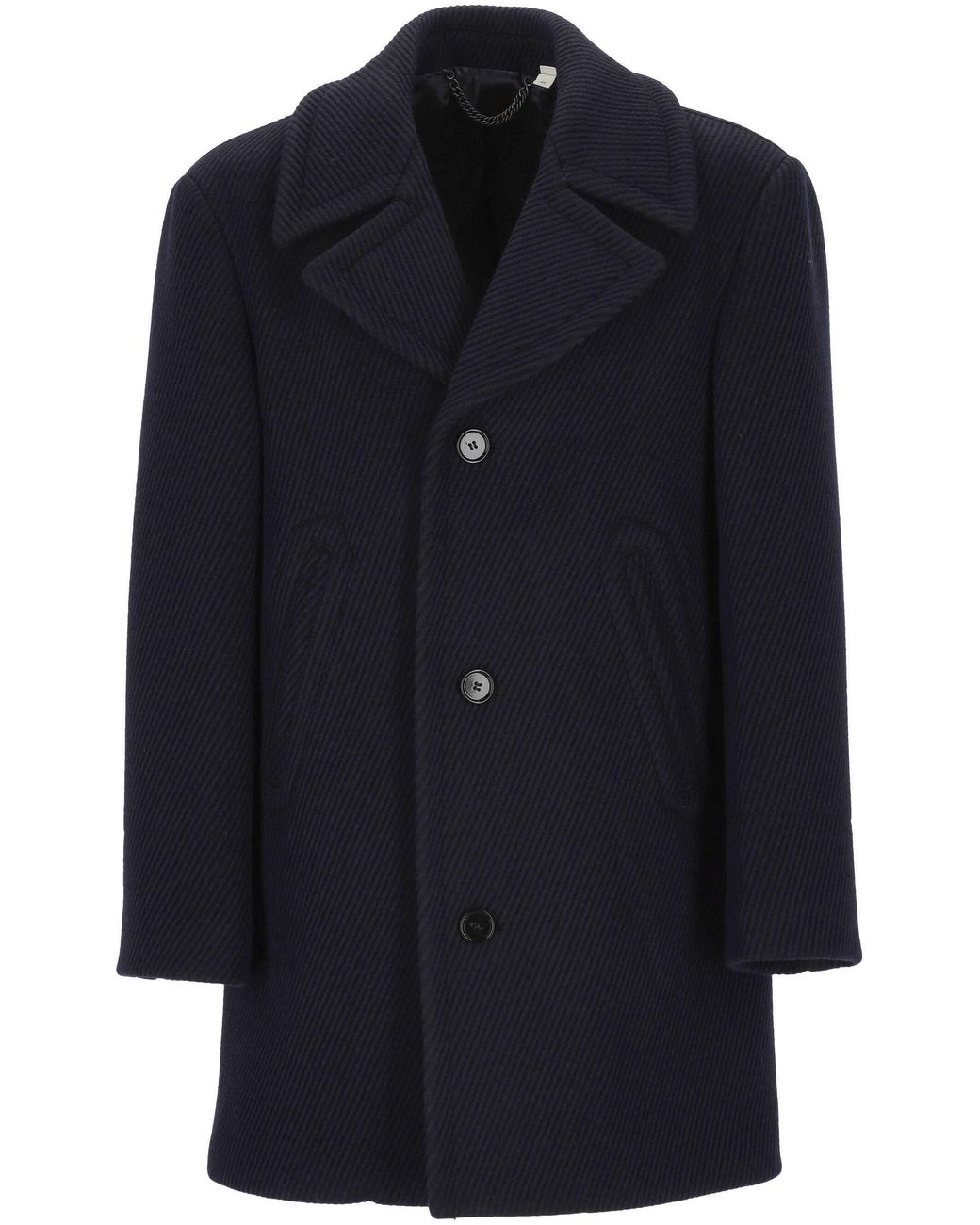 Burberry Blue Textured Single-Breasted Coat for men