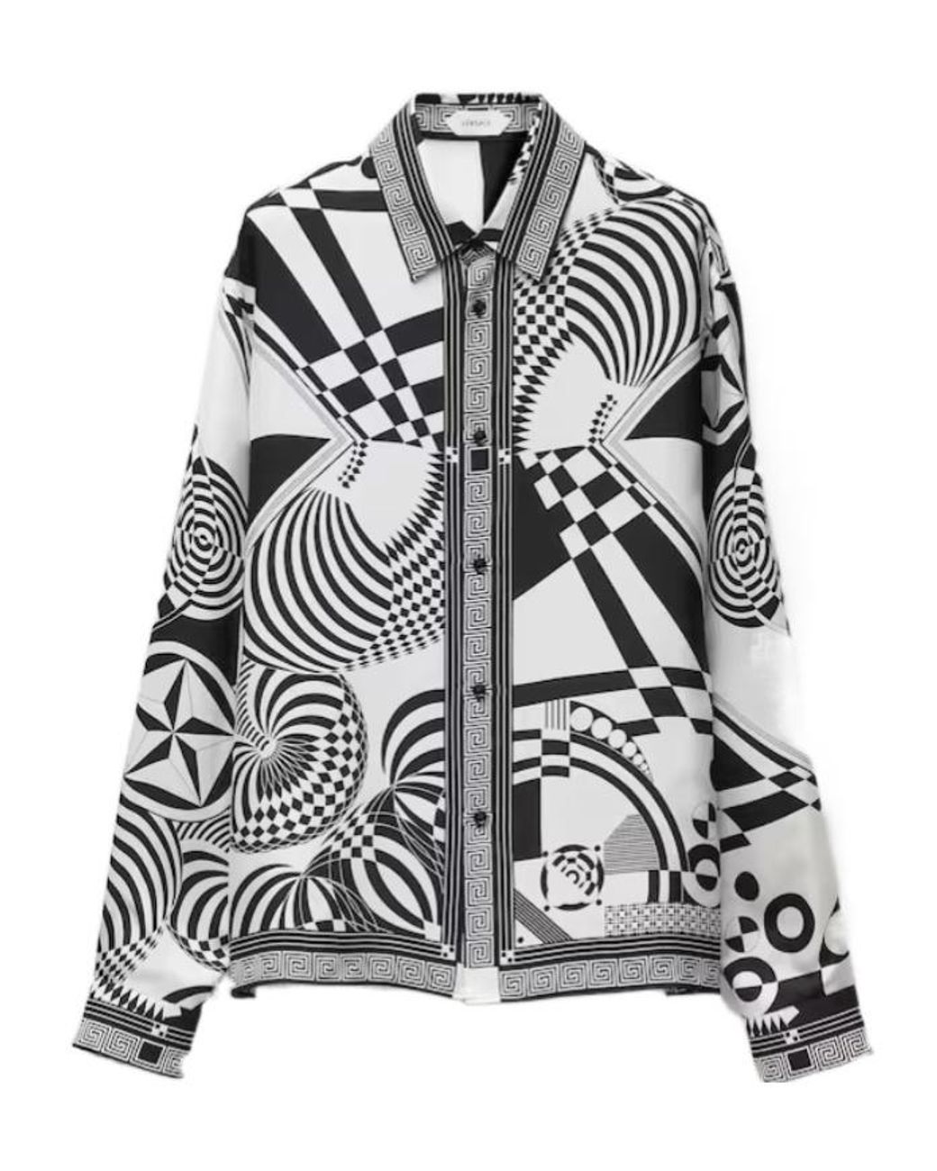 Versace Gray Pattern-Printed Long-Sleeved Shirt for men