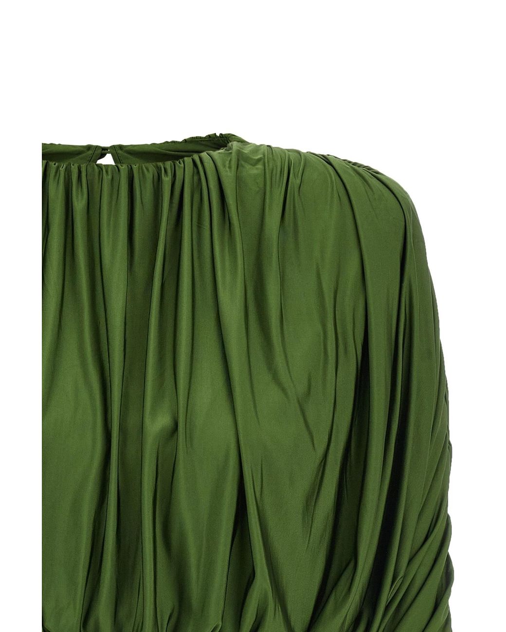 Self-Portrait Green Ruched Jersey Top