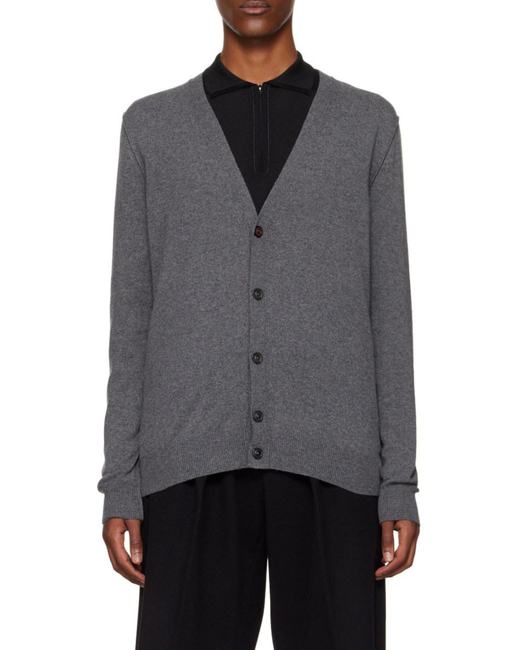 Maison Margiela Gray Button-Up Knitted Cardigan for men