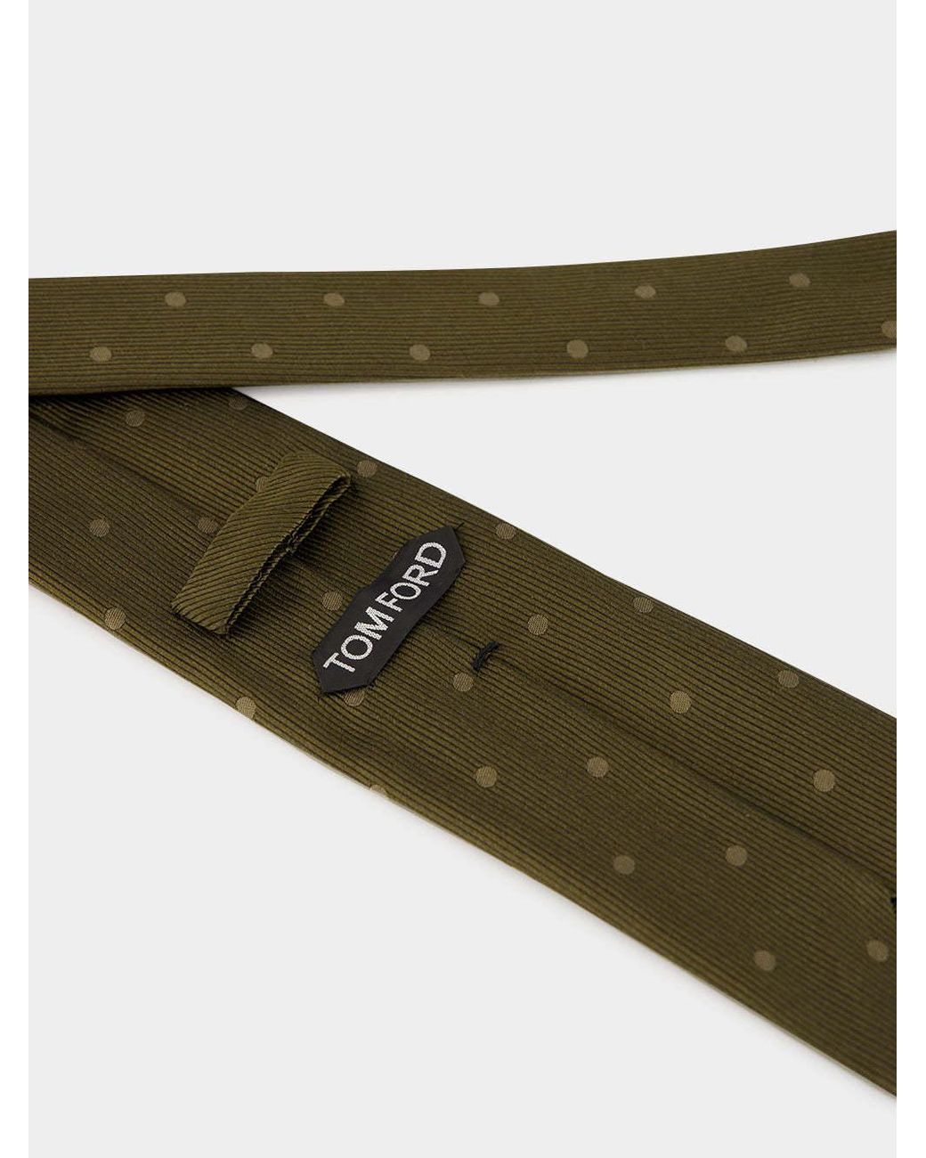 Tom Ford Green Polka-Dot Ribbed Tie for men