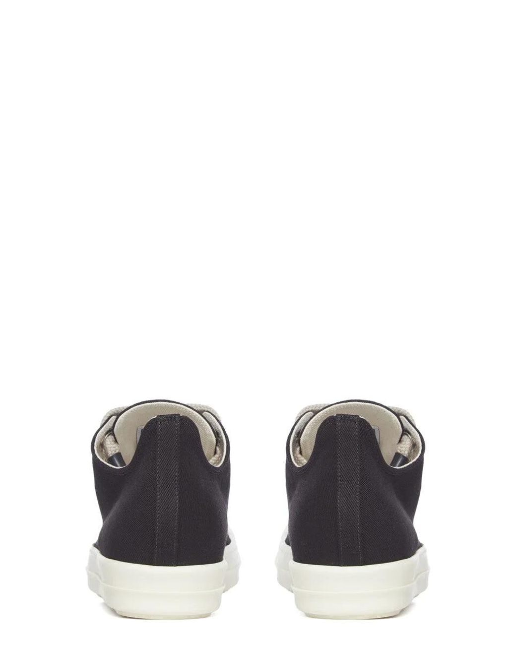Rick Owens Black Low Top Lace Up Sneakers