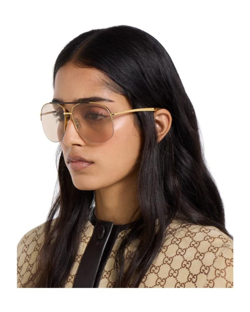 Gucci Metallic Eyewear Aviator Frame Sunglasses