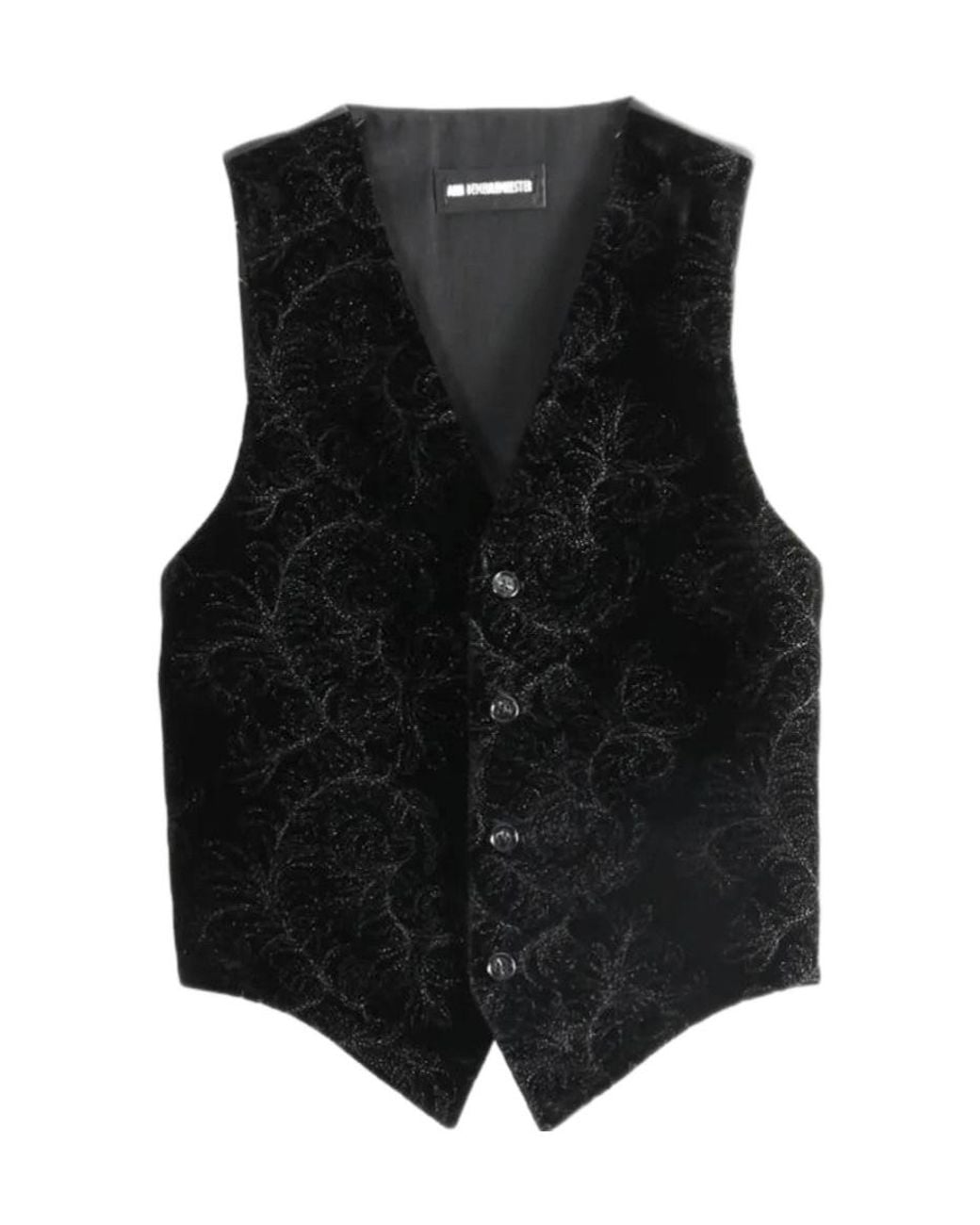 Ann Demeulemeester Black V-Neck Button-Up Waistcoat for men
