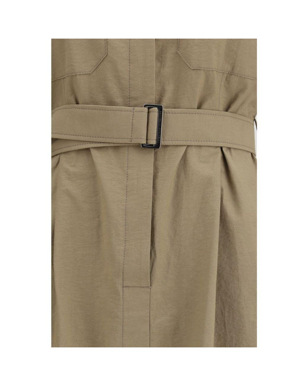 Brunello Cucinelli Natural Short Sleeve Belted Dress